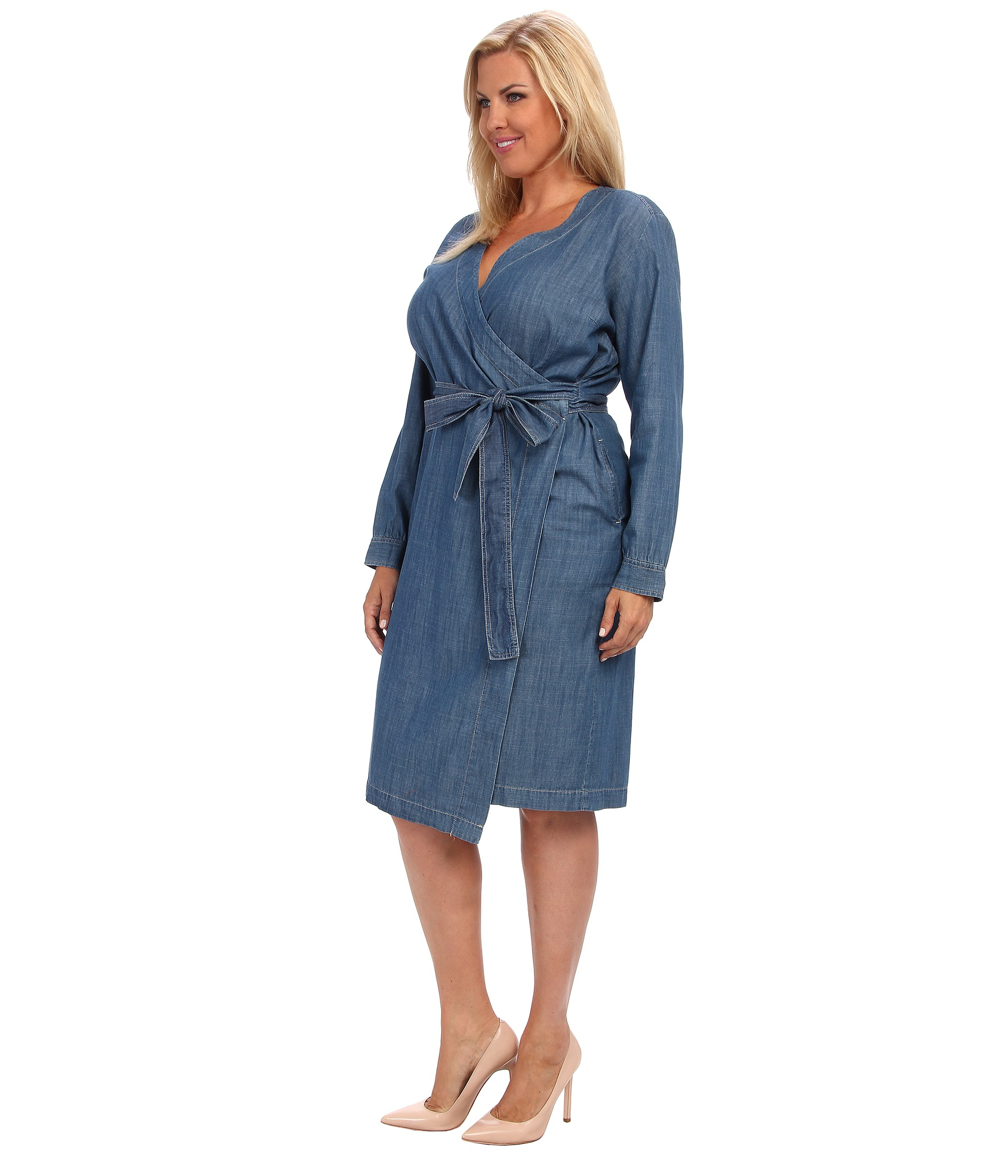 denim wrap dress plus size