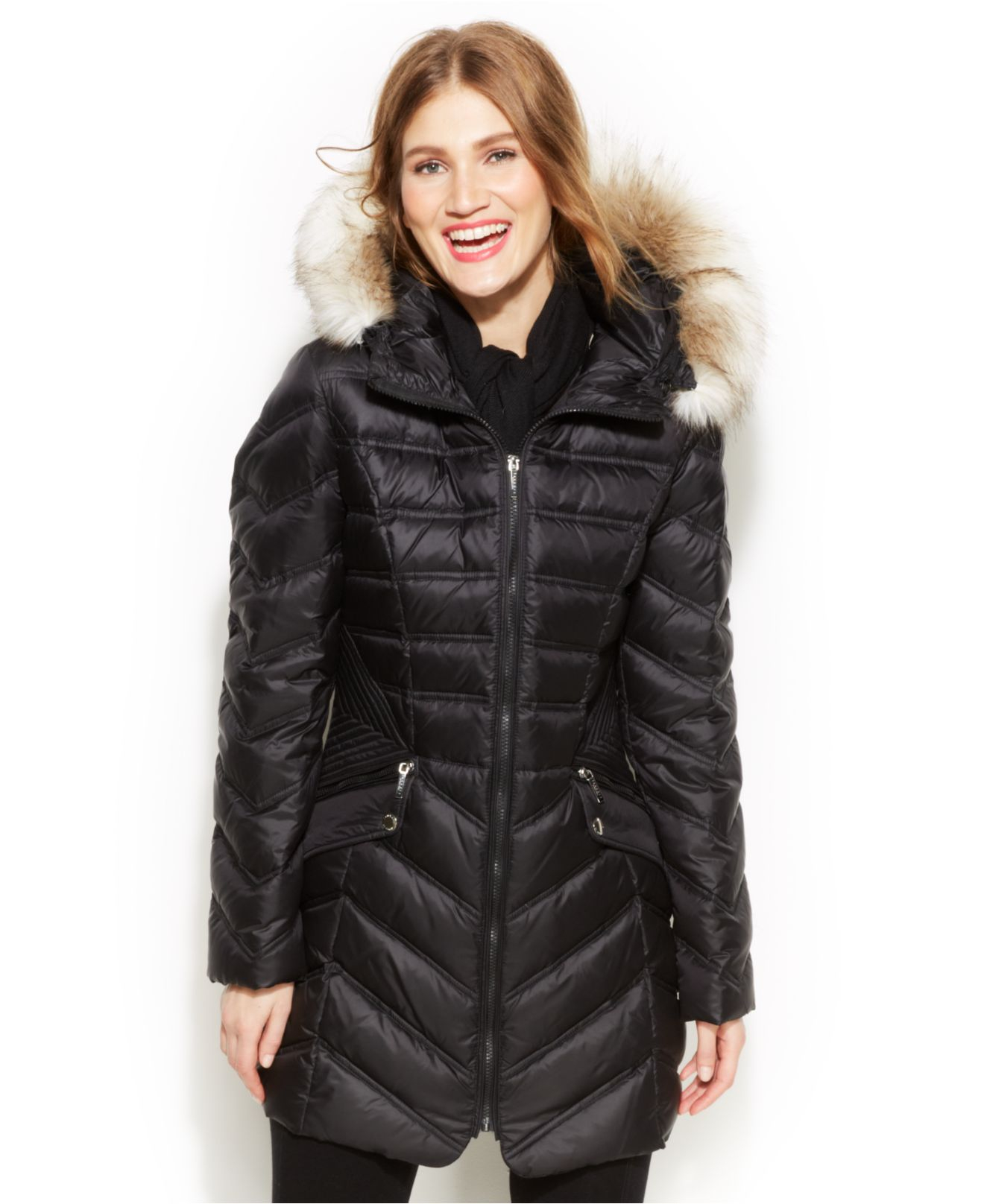 Laundry by shelli segal Faux-Fur-Hooded Quilted Down Puffer Coat in ...