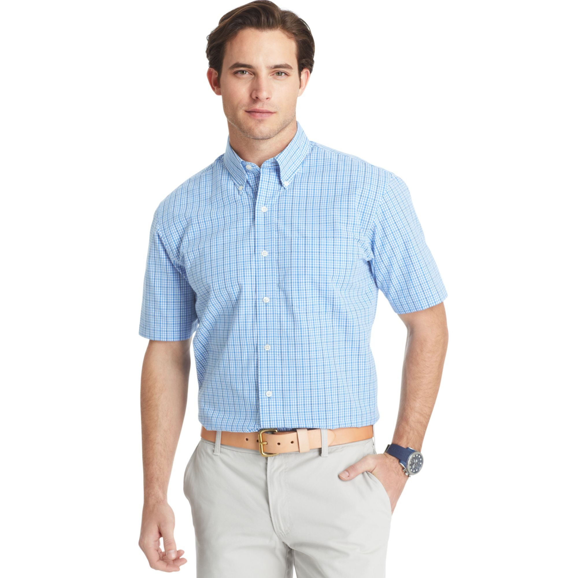 Lyst - Izod Saltwater Poplin Plaid Shirt in Blue for Men