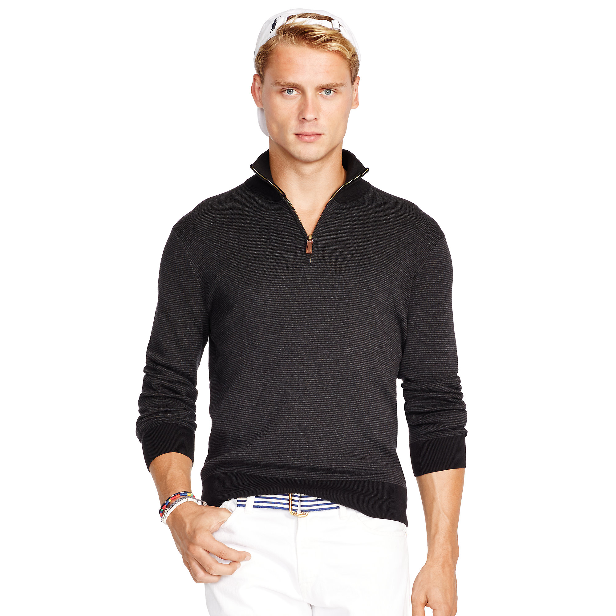 Polo ralph lauren Pima Cotton Half-zip Pullover in Gray for Men | Lyst