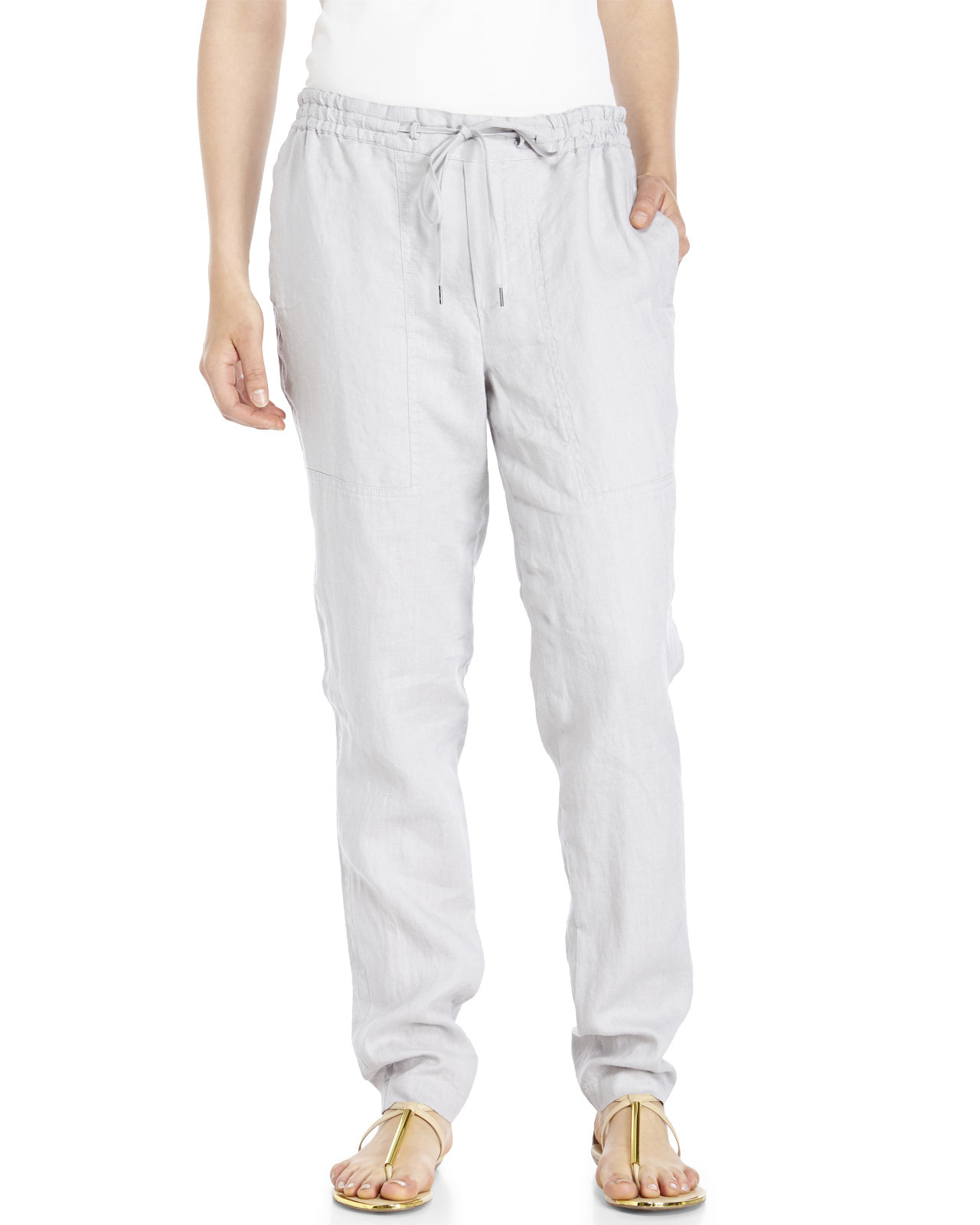 Vince White Linen Tapered Pants in Grey (Gray) Lyst