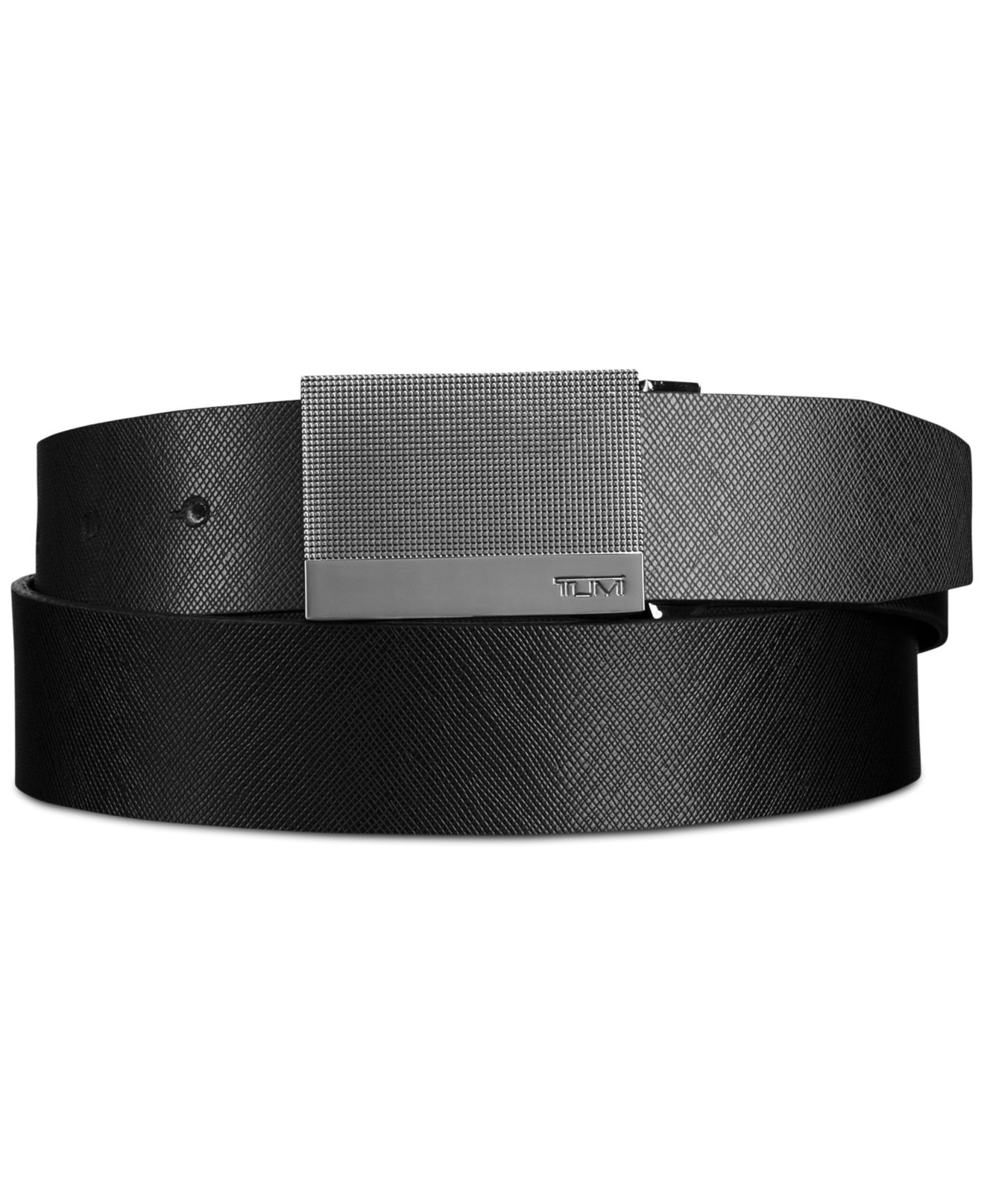 Tumi Knurled Plaque Dress Belt in Black for Men Lyst