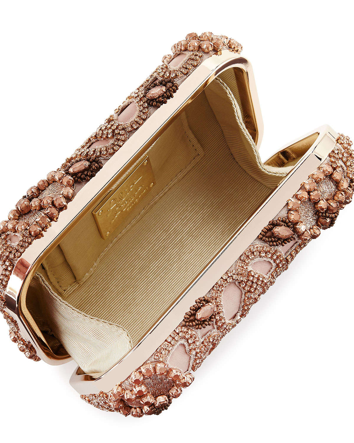 rose gold embellished clutch bag