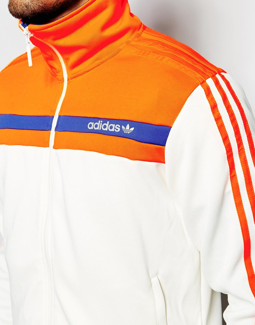 white and orange adidas jacket