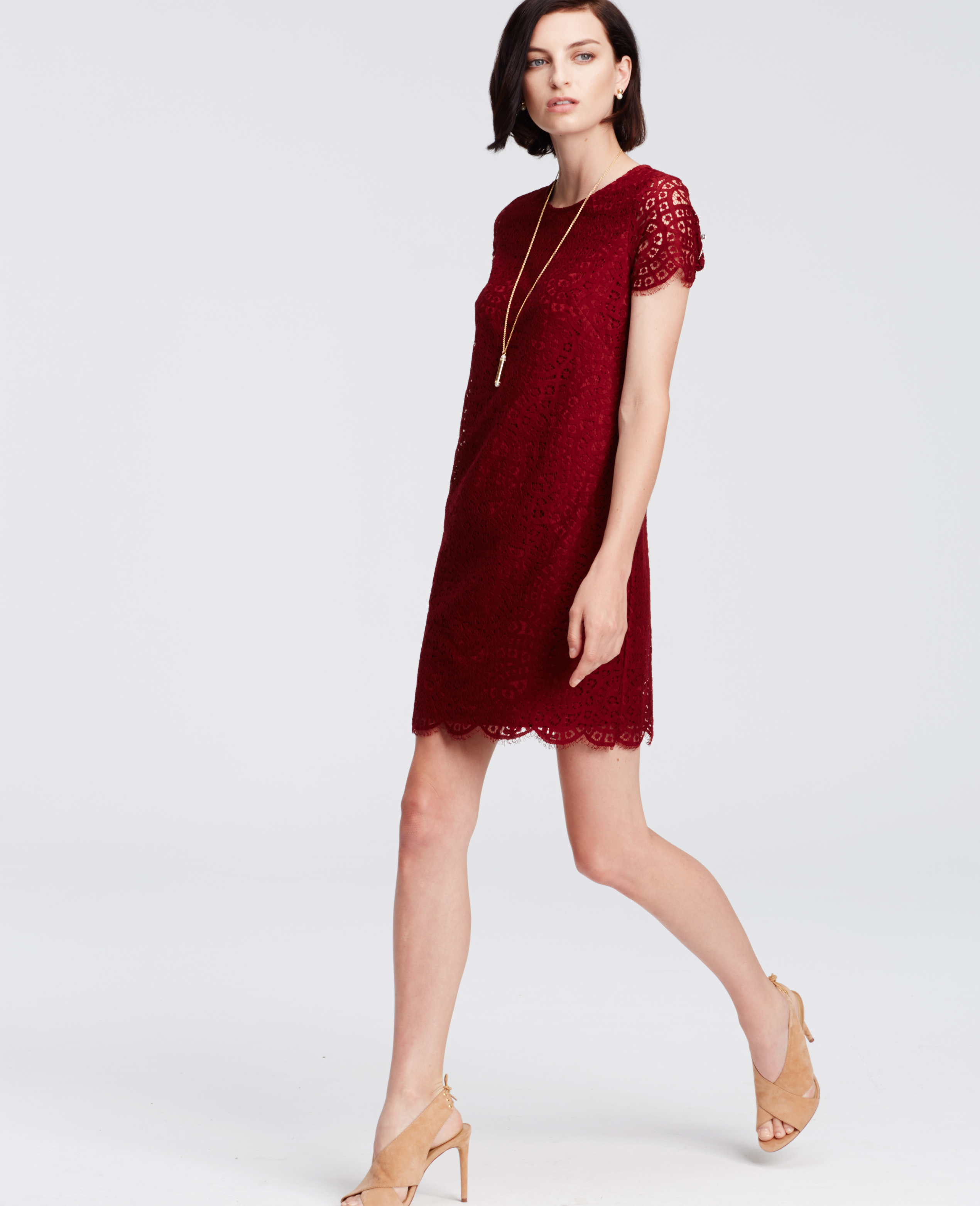 dark red shift dress