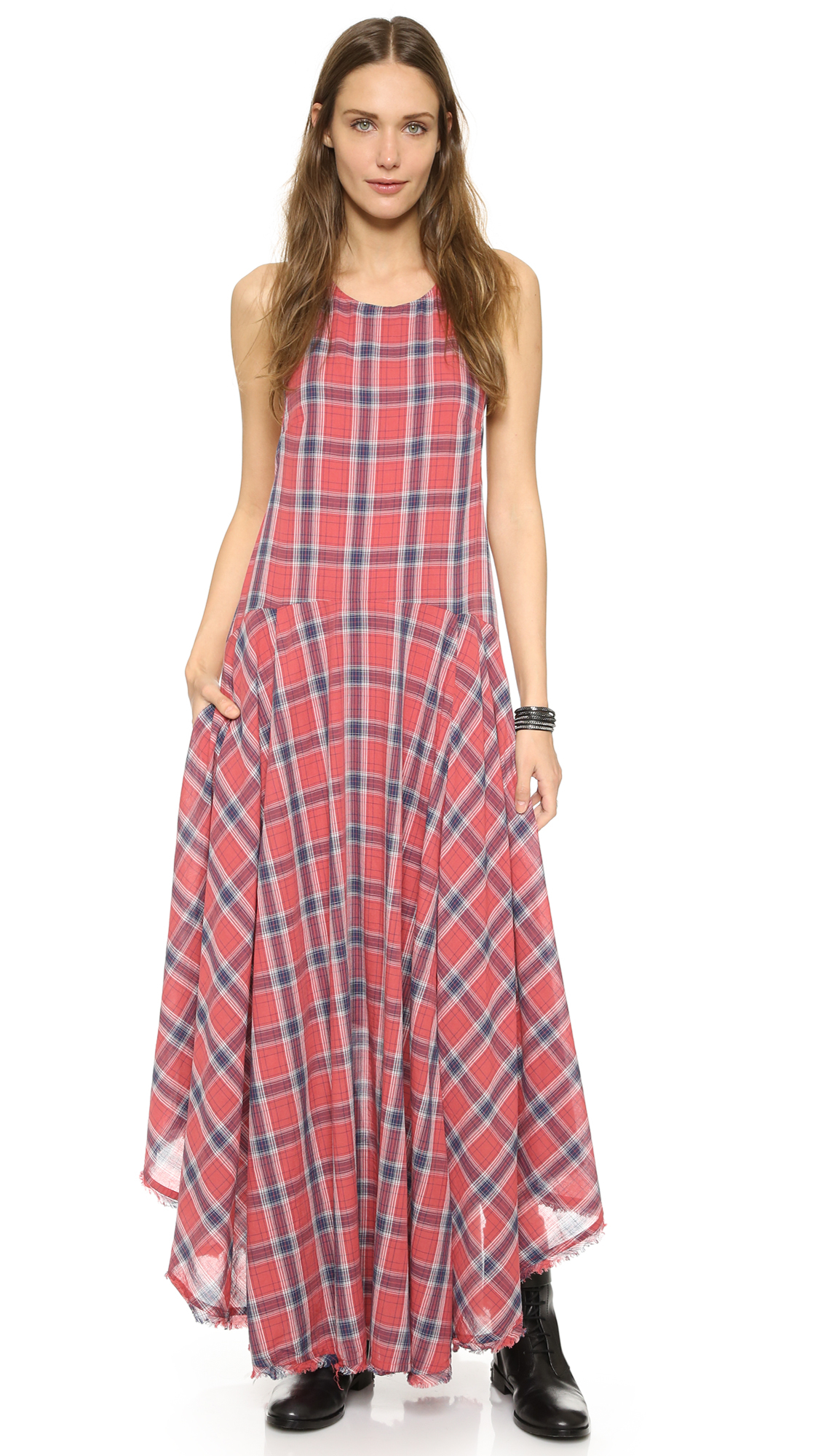 Lyst - Free People Plaid French Riviera Dress - Garnet Combo