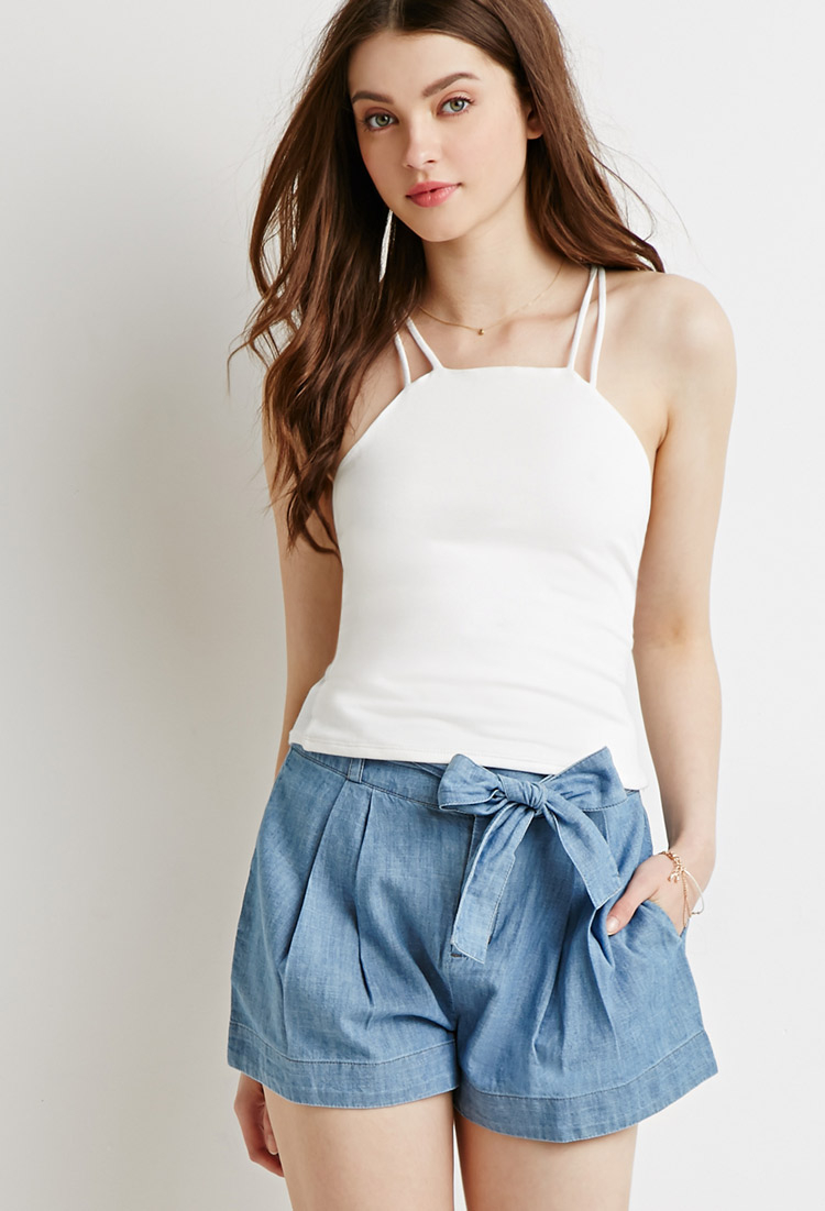 Paperbag Denim Shorts Forever 21 