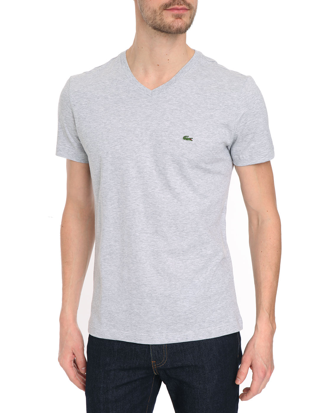 Lacoste Basic Marl Grey V-neck T-shirt in Gray for Men | Lyst