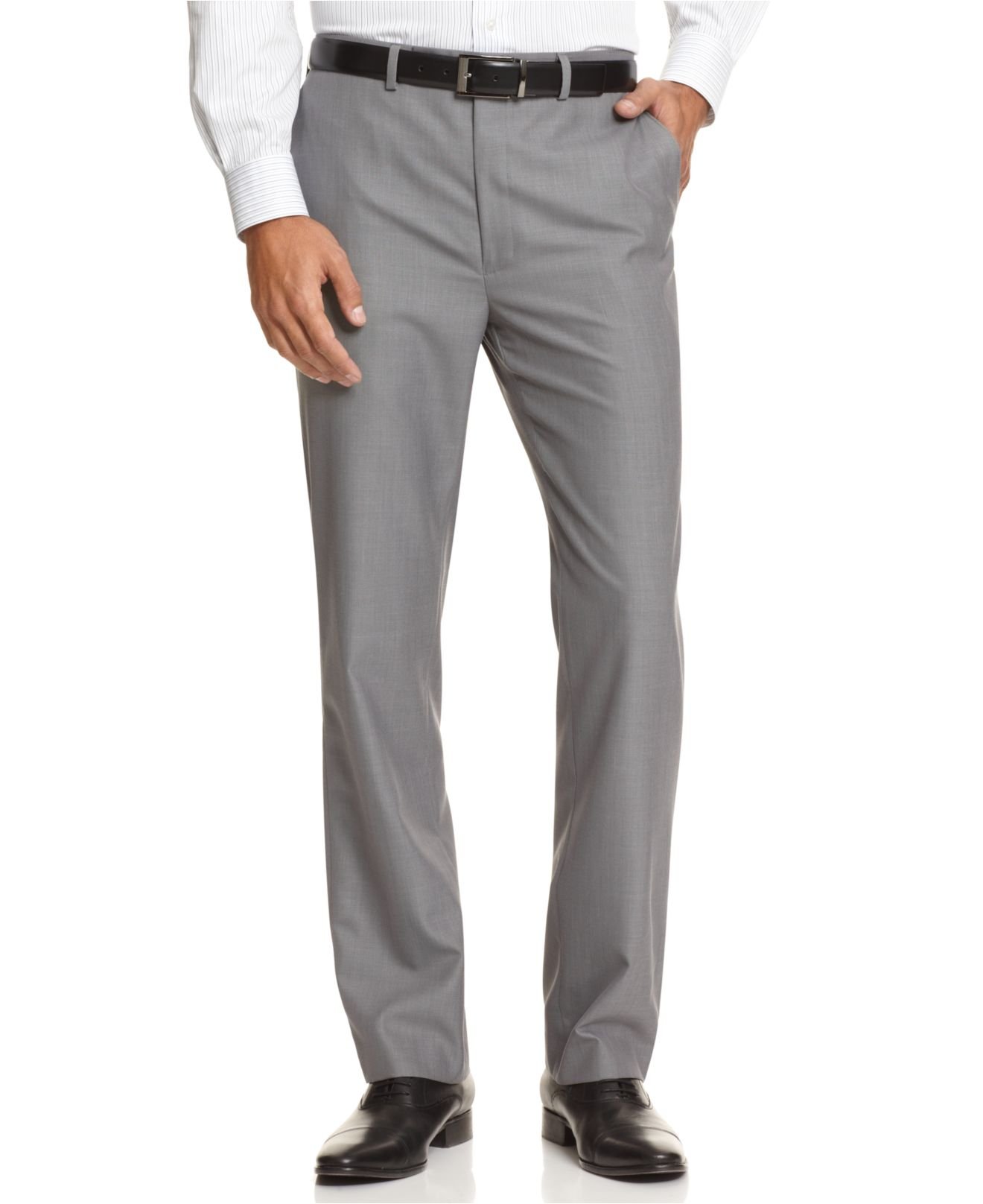 Calvin Klein Body Slim-Fit Sharkskin Dress Pants in Gray for Men - Lyst