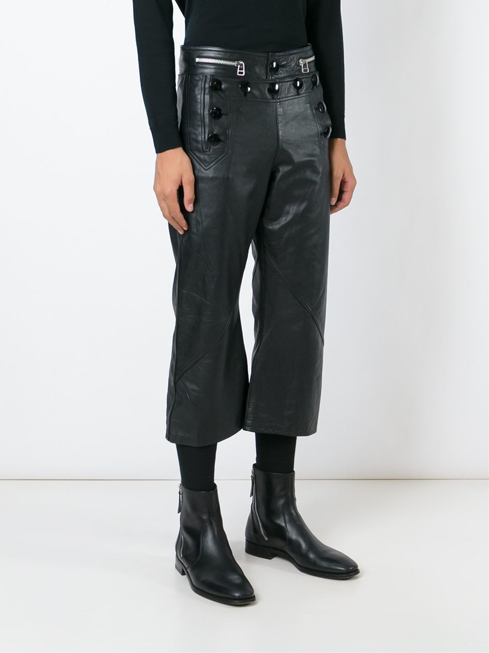 Jean Paul Gaultier Leather Sailor Trousers in Black for Men - Lyst