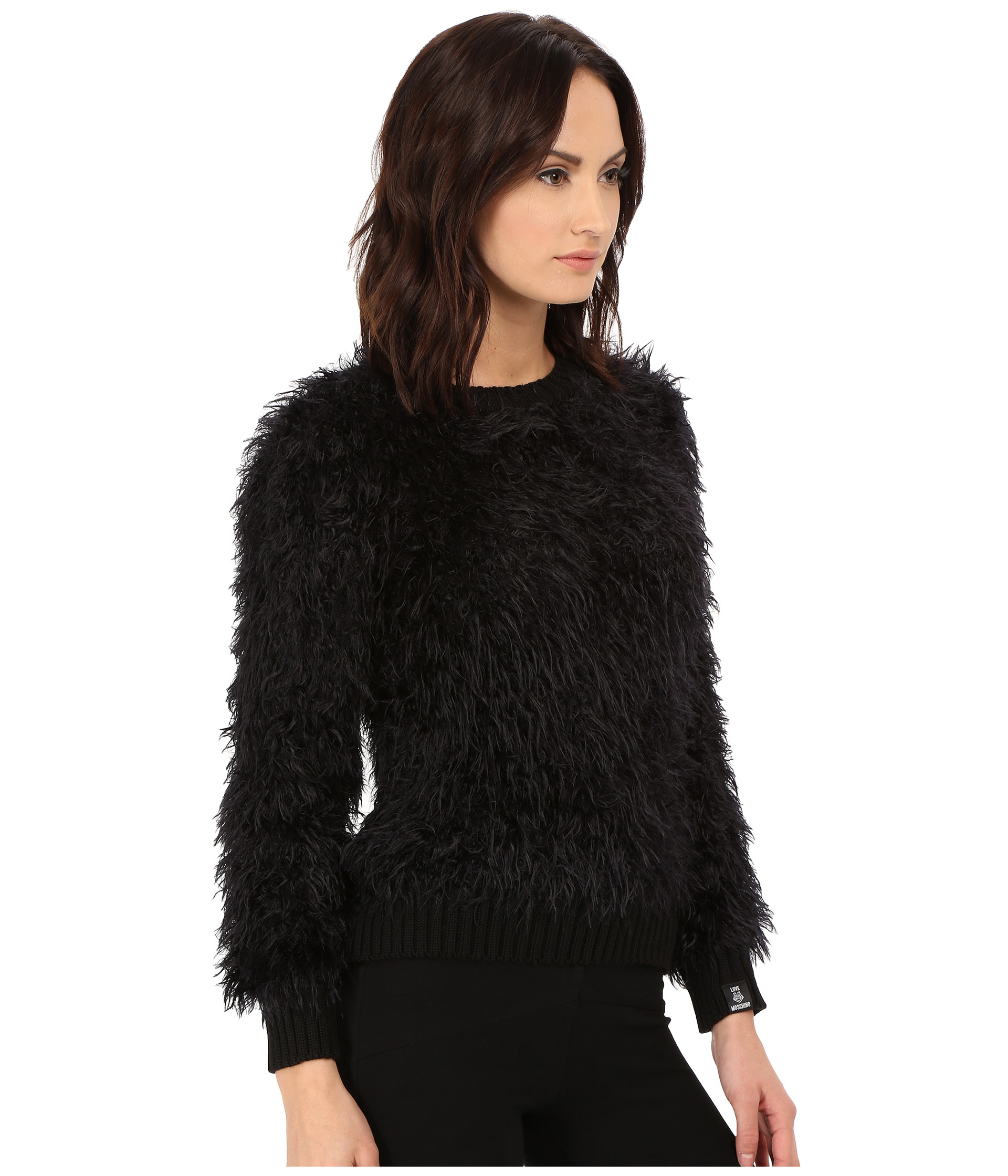 Love Moschino Furry Sweater in Black - Lyst
