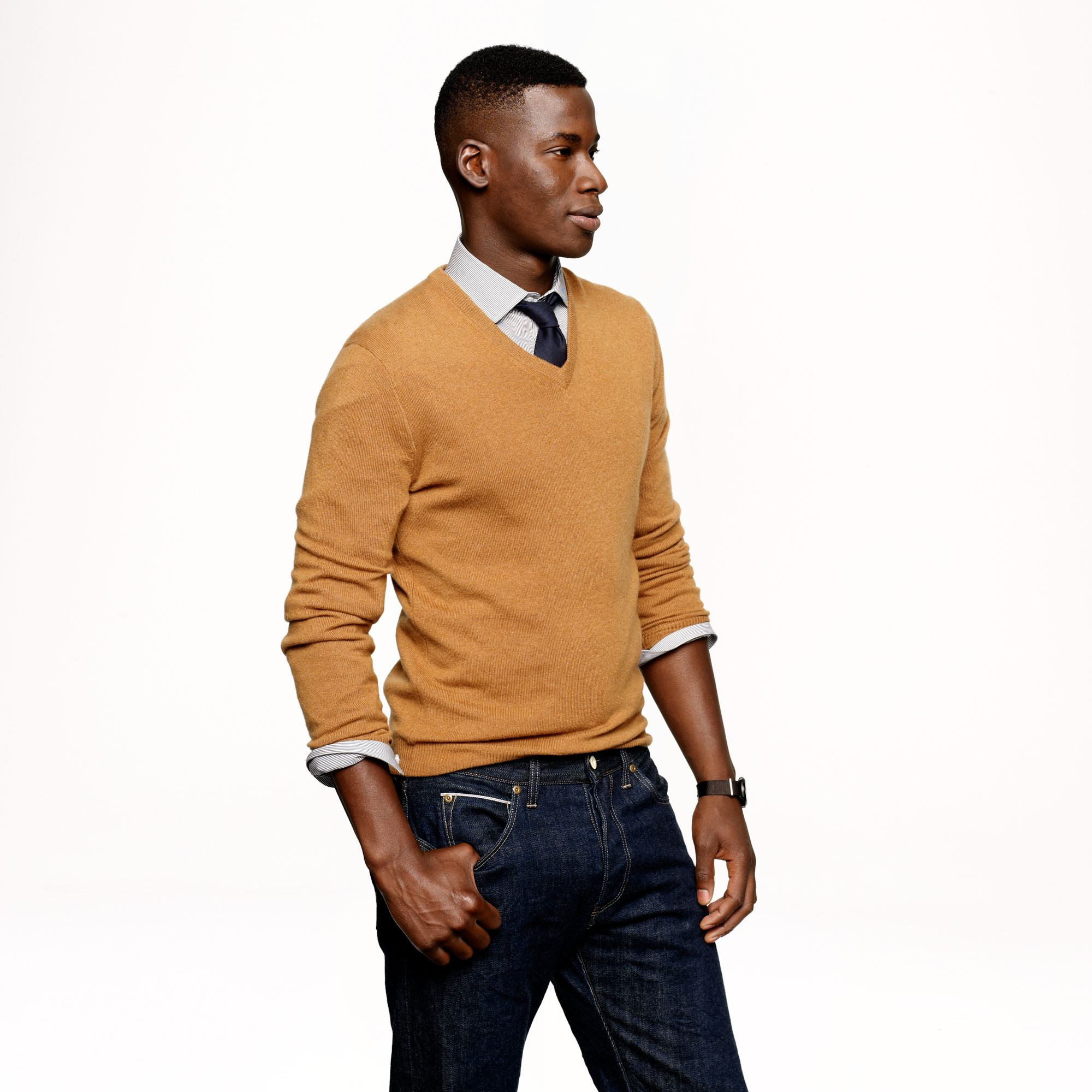 J.crew Slim Cashmere V-neck Sweater in Brown for Men (hthr caramel) | Lyst