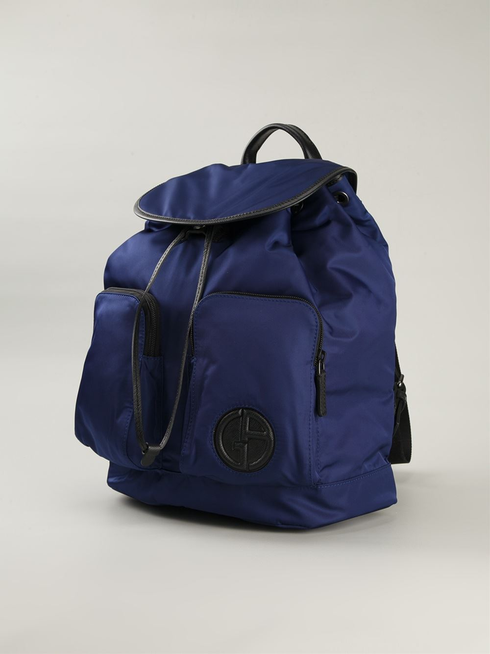 Lyst - Giorgio Armani Leather Trim Backpack in Blue for Men