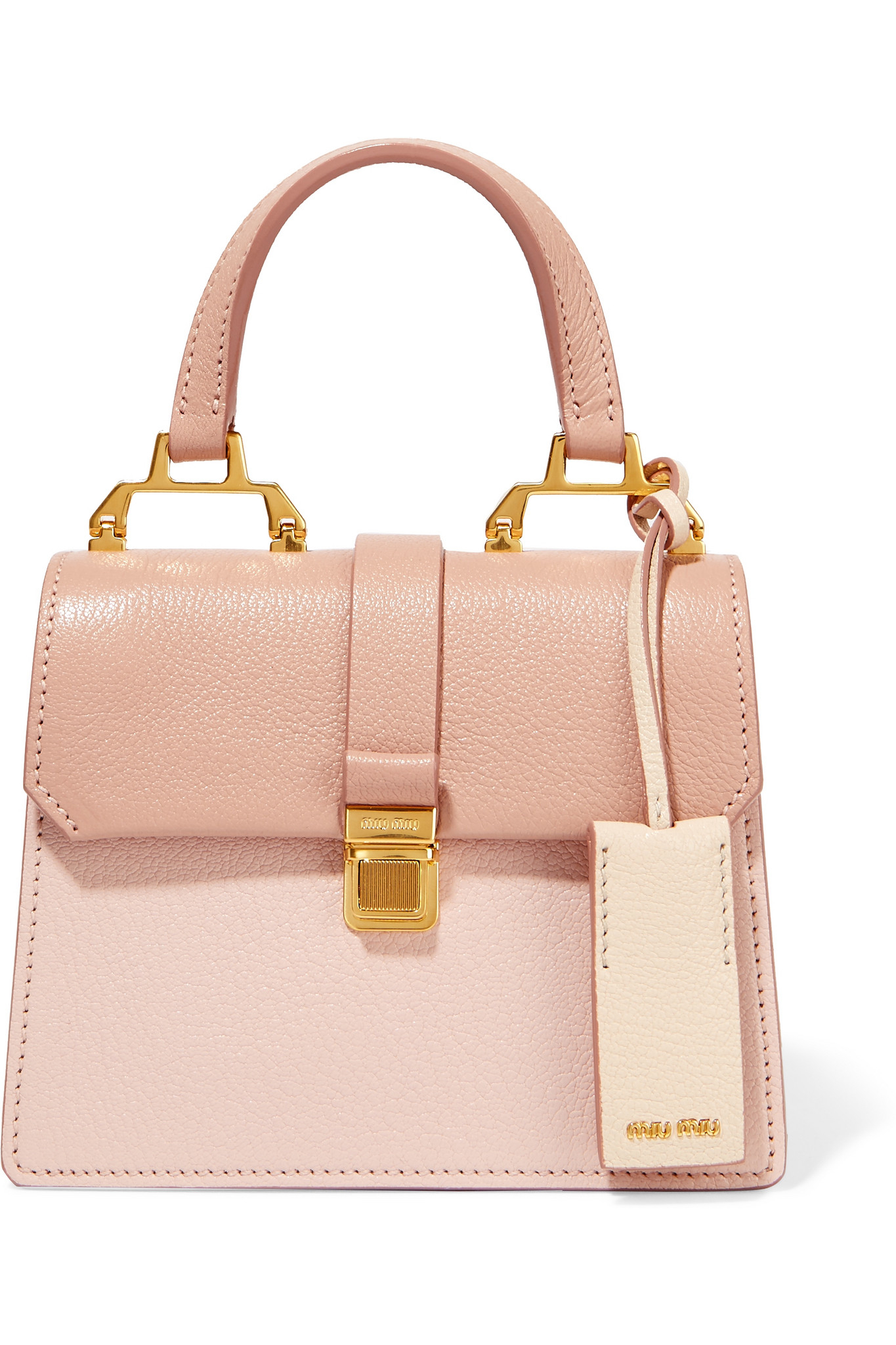 Miu Miu Madras Mini Texturedleather Shoulder Bag in Pastel Pink (Pink