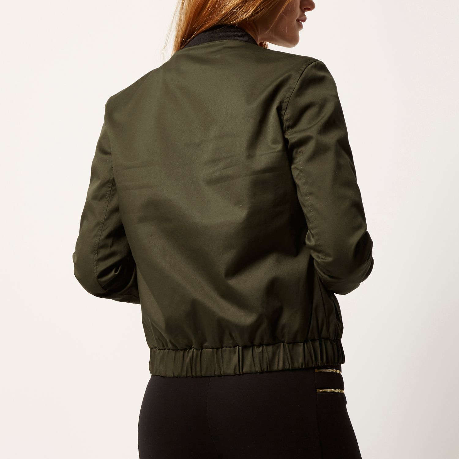 river island green bomber jacket