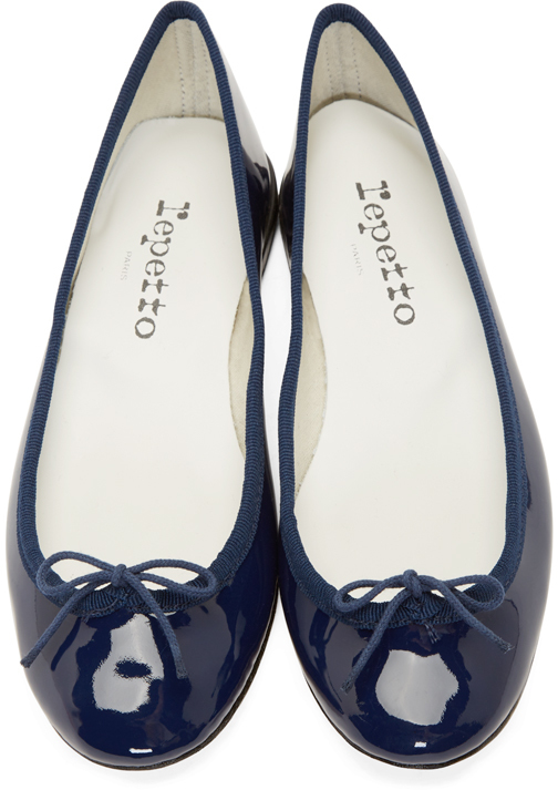 tyktflydende Baron auktion Repetto Navy Patent Cinderella Ballet Flats in Blue | Lyst