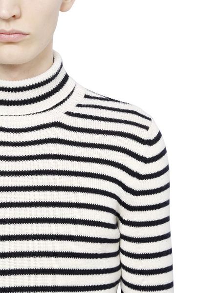 Saint Laurent Striped Cotton & Wool Turtleneck Sweater in Blue for Men