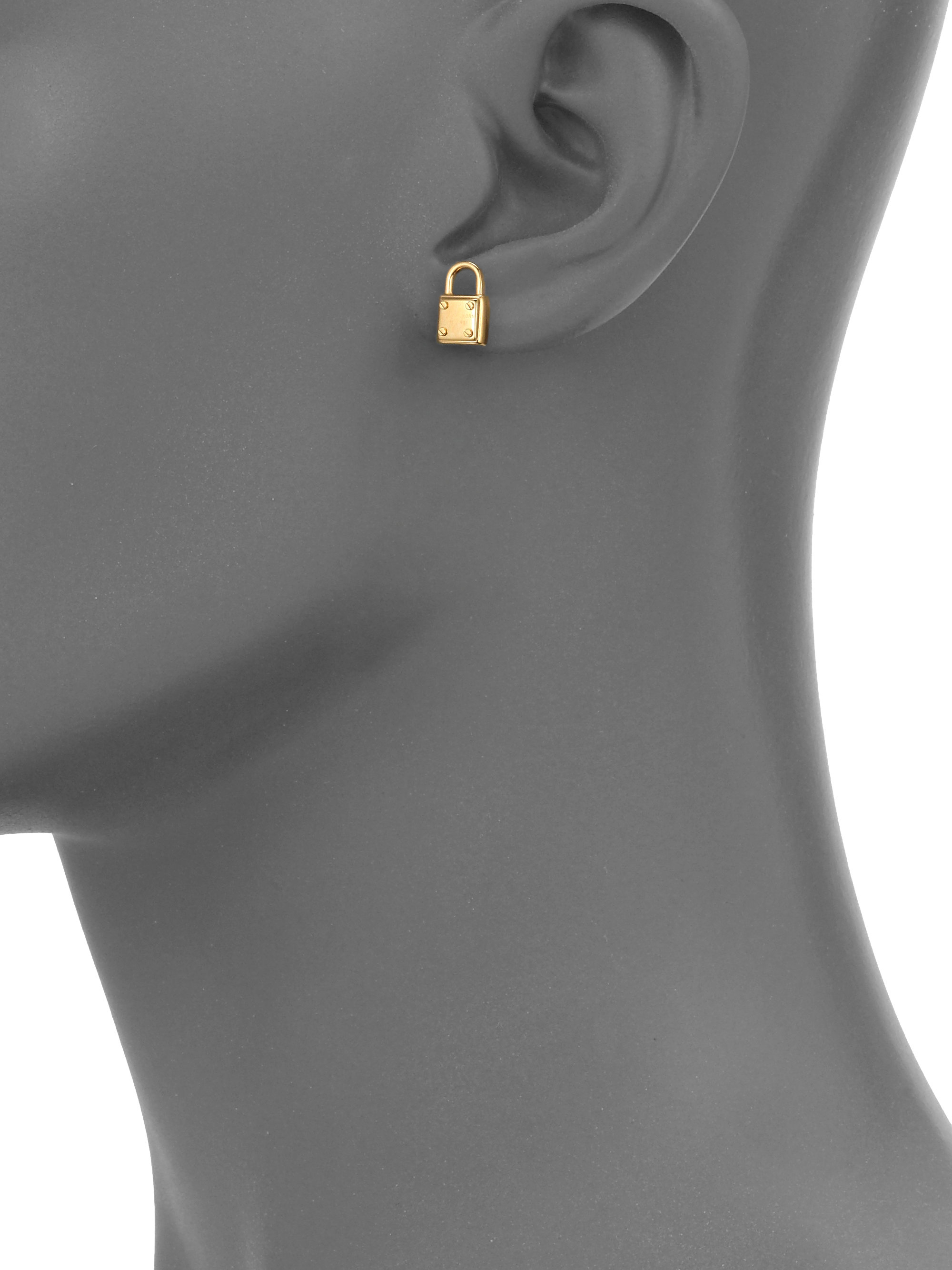 Michael Kors Padlock Logo Stud Earrings in Gold (Metallic) - Lyst