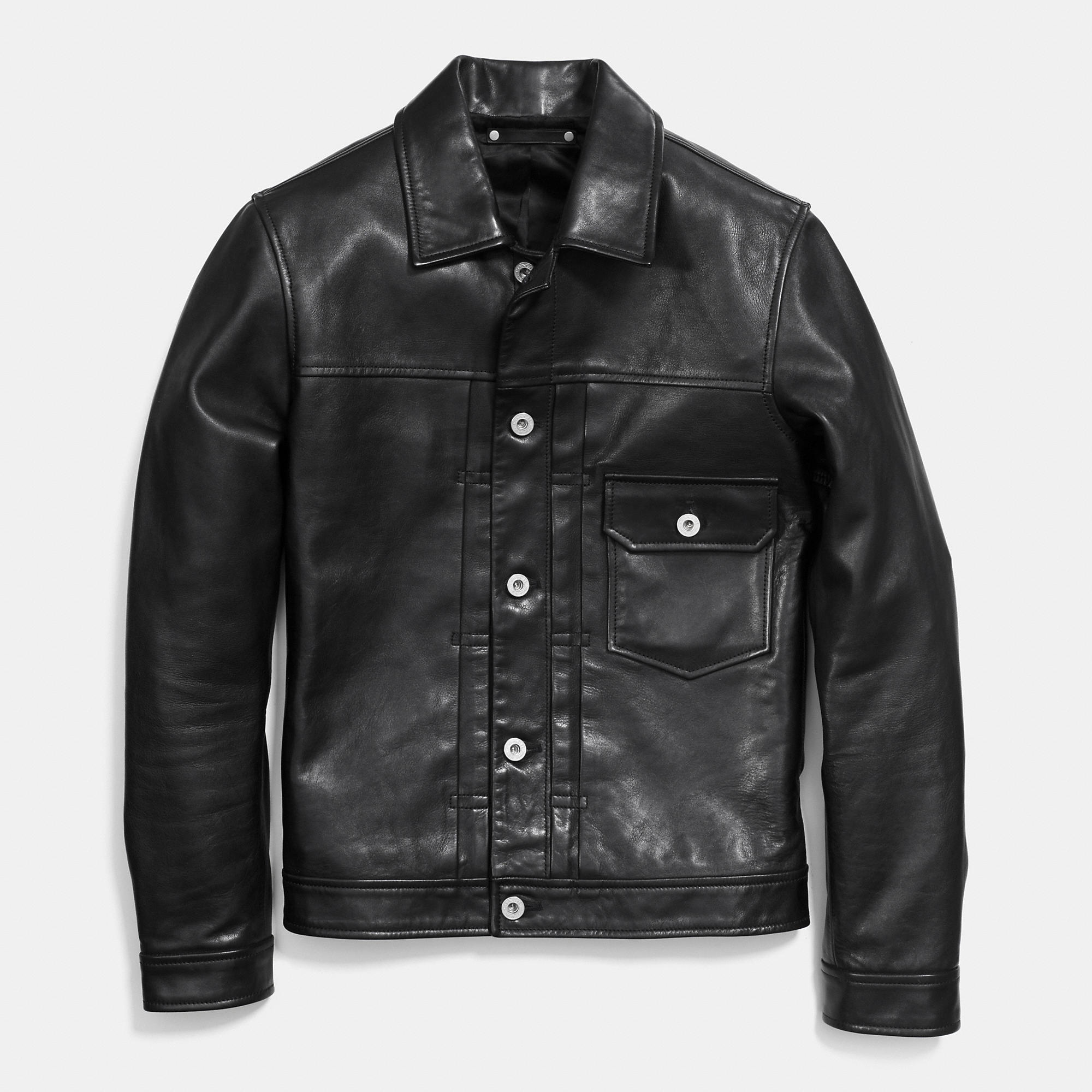 Coach Black Leather Jean Jacket For Men