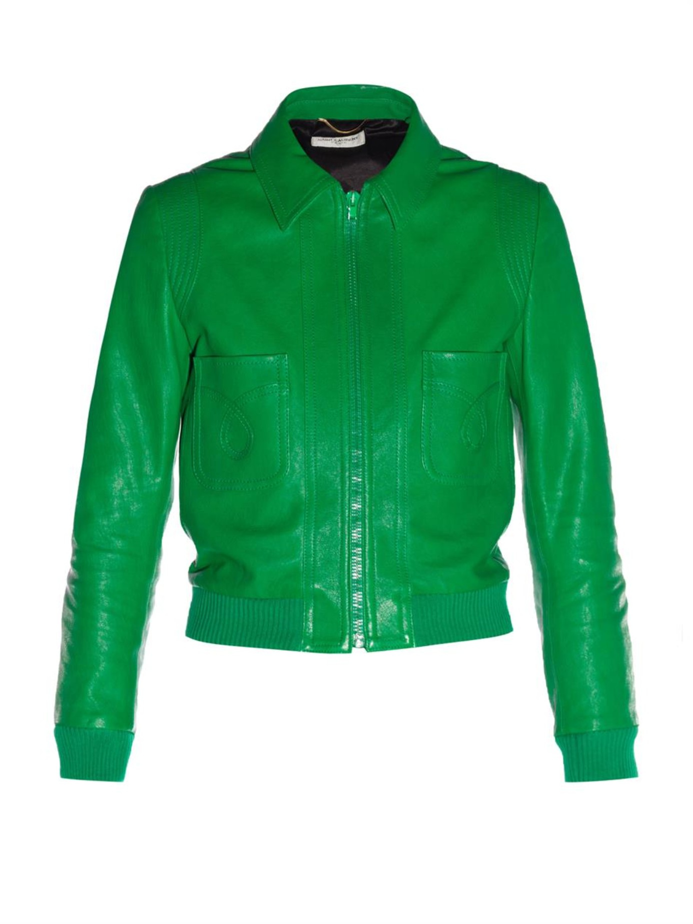 green leather bomber jacket