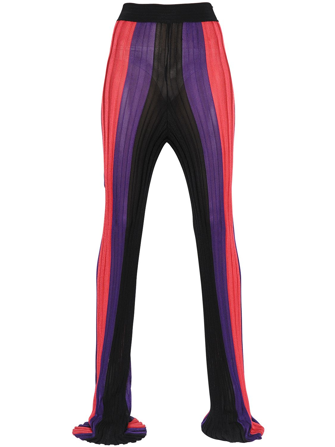 balmain striped high waisted flare pants