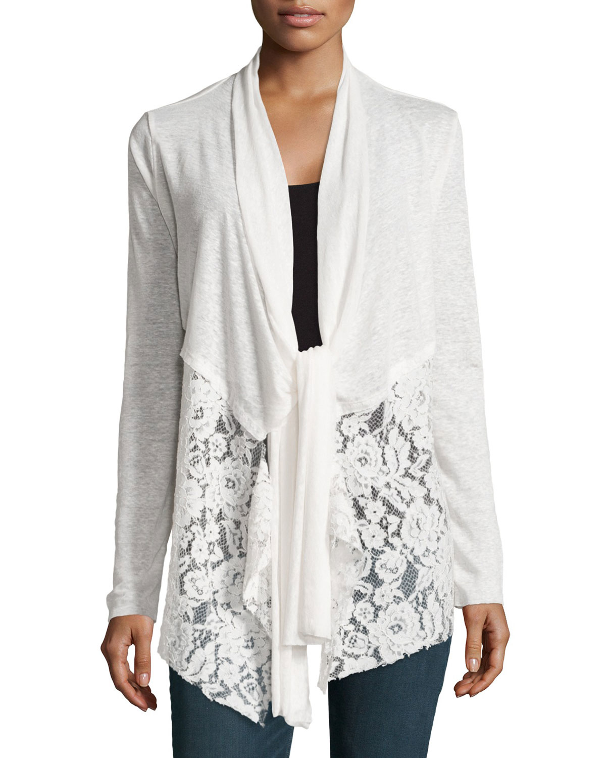 Lyst - Philosophy Long-sleeve Front-tie Cardigan in White