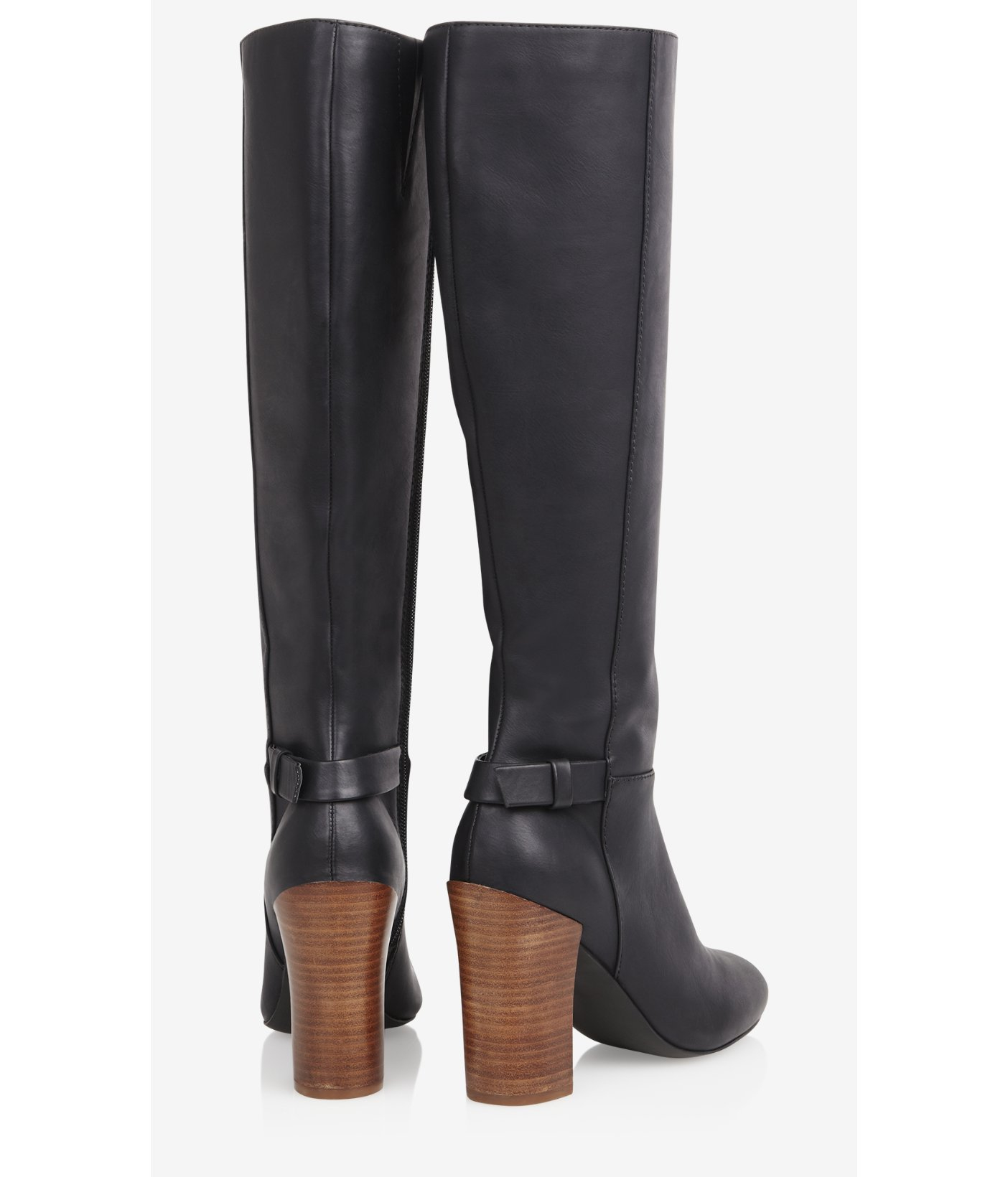 stacked heel tall boots