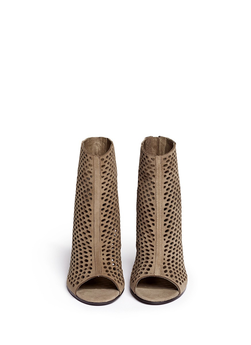 perforated booties peep toe