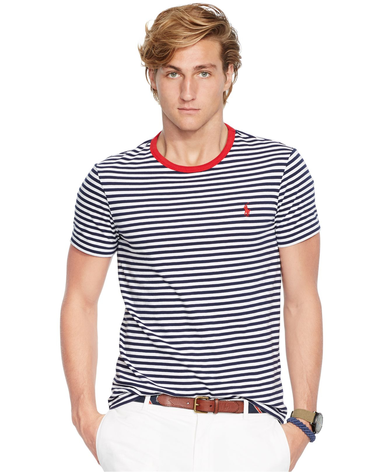 Polo Ralph Lauren Striped Crew-Neck T-Shirt in Navy (Blue) for Men | Lyst