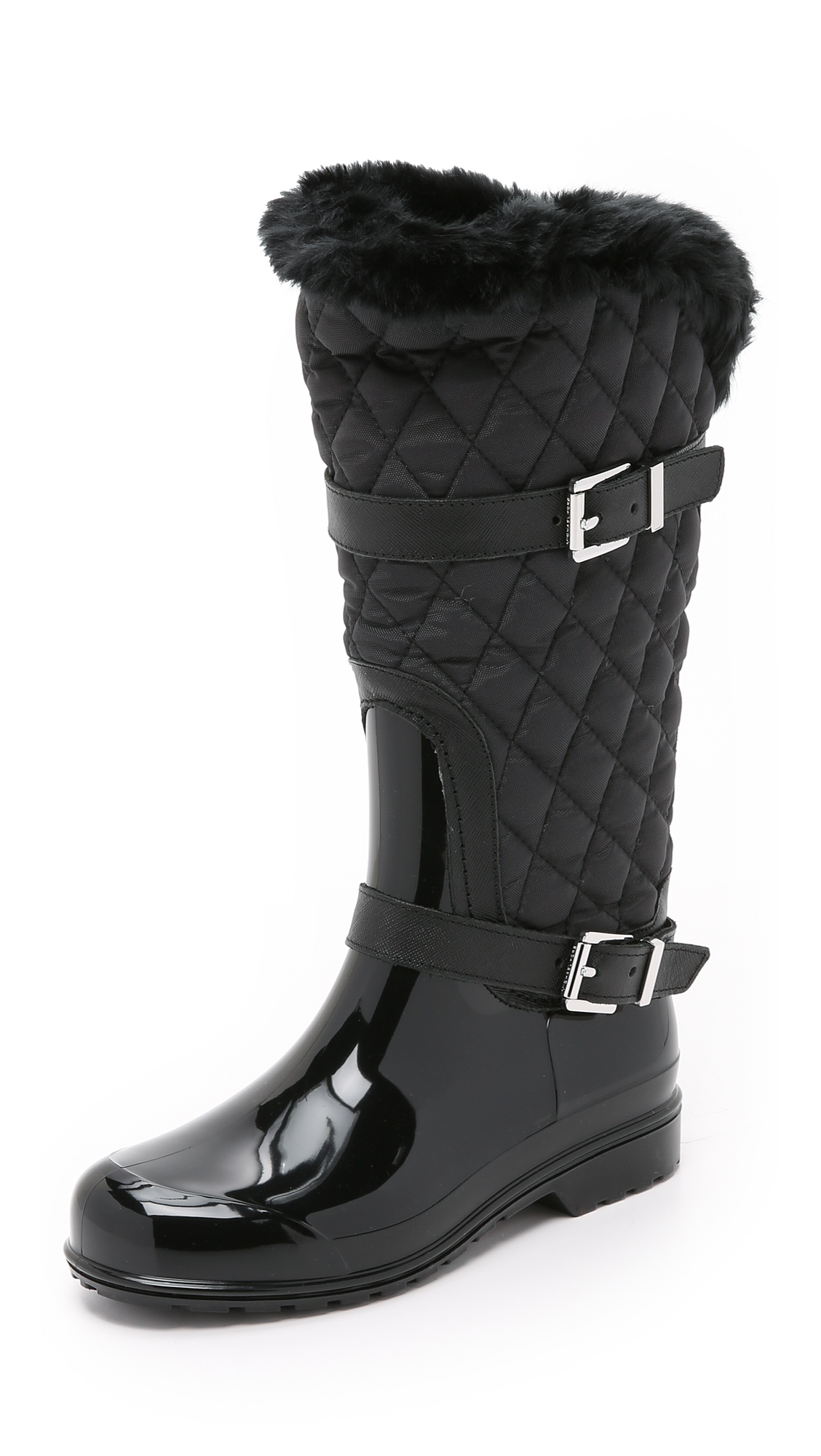 MICHAEL Michael Kors Fulton Quilted Mid Rain Boots in Black - Lyst