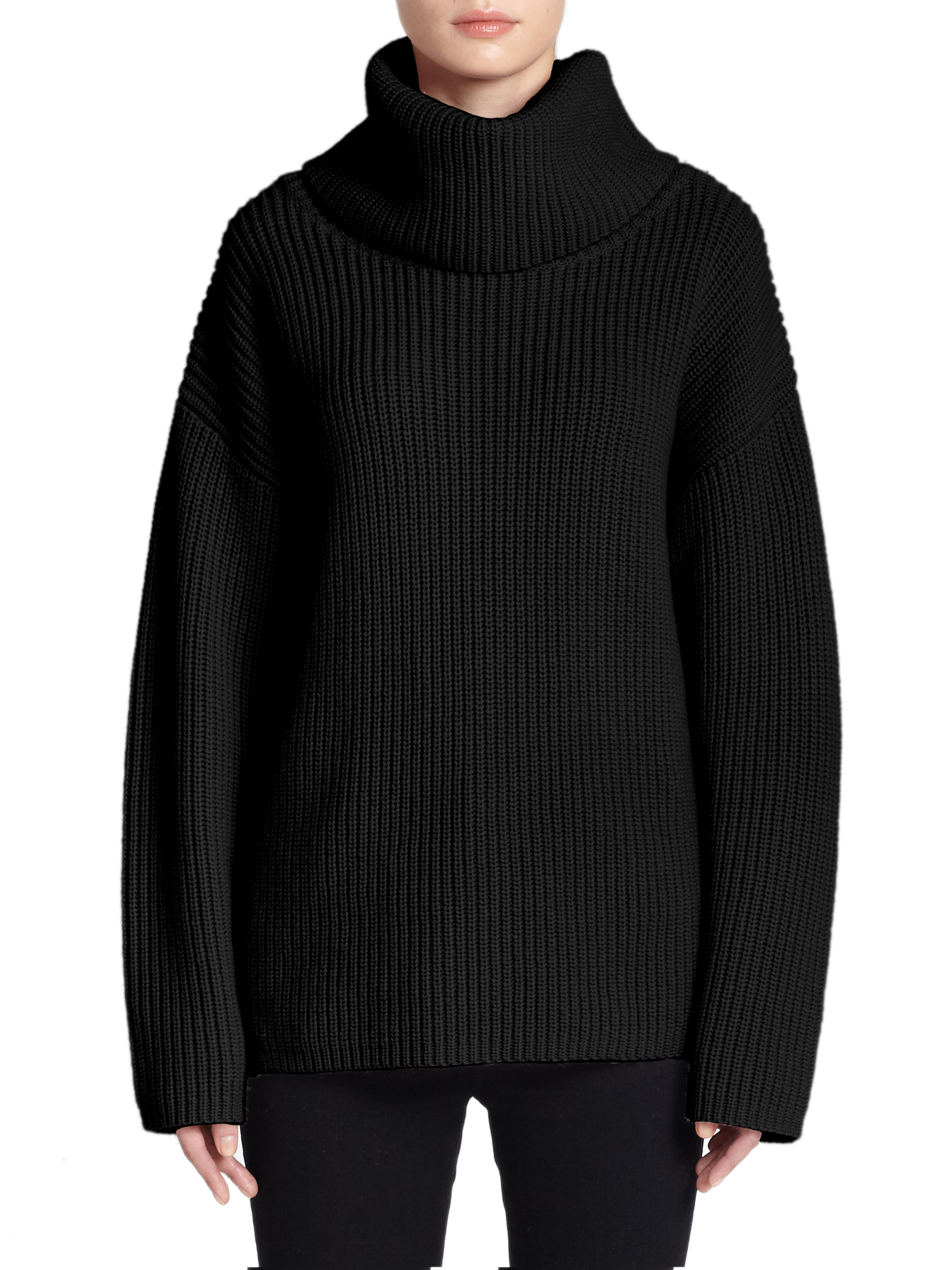 oversized black turtleneck sweater