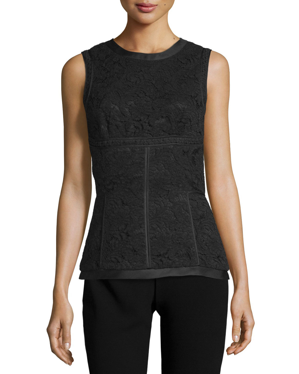 j mendel sleeveless lace panel top in black lyst j mendel sleeveless lace panel top in black lyst