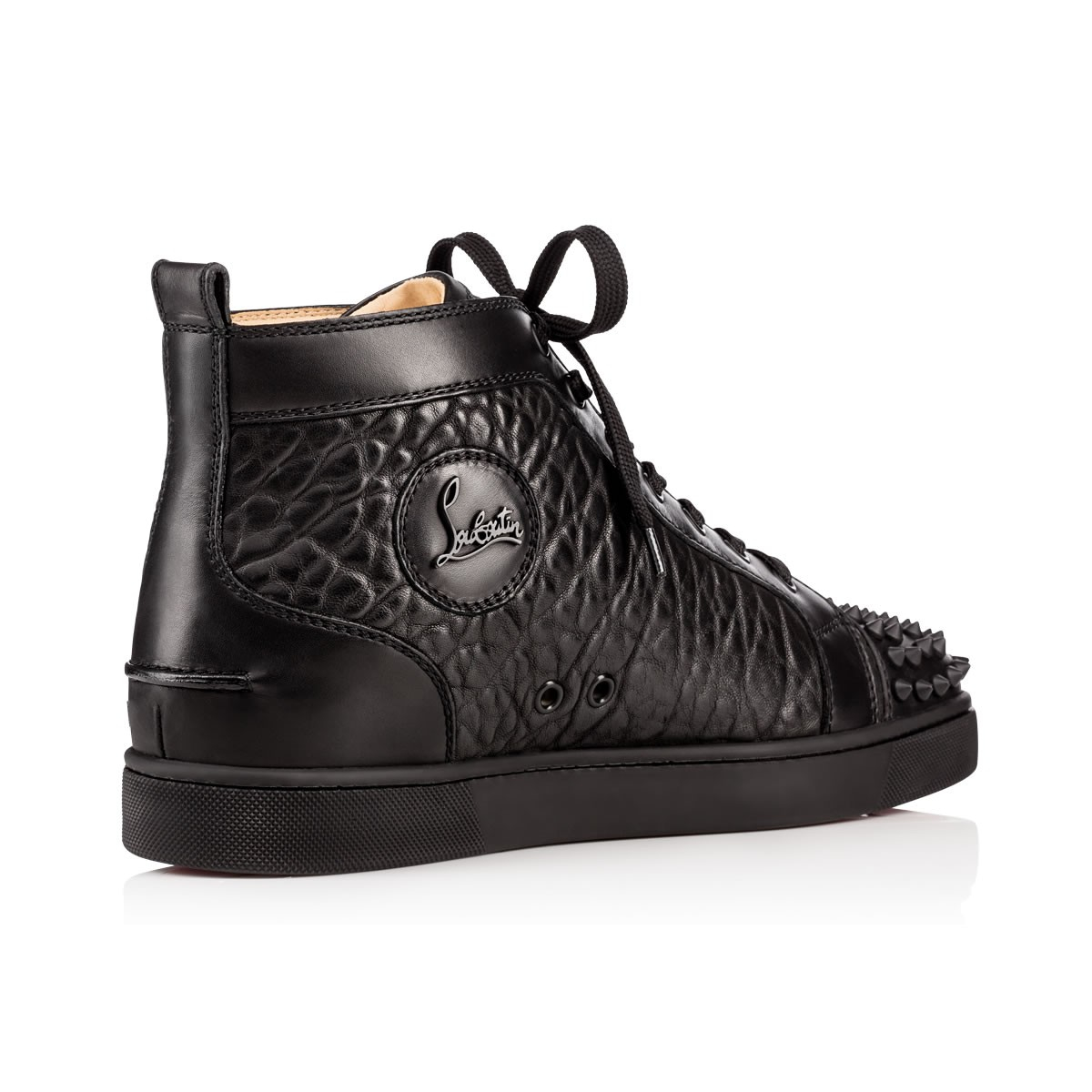 Lyst - Christian Louboutin Lou Spikes Leather Sneakers in Black for Men