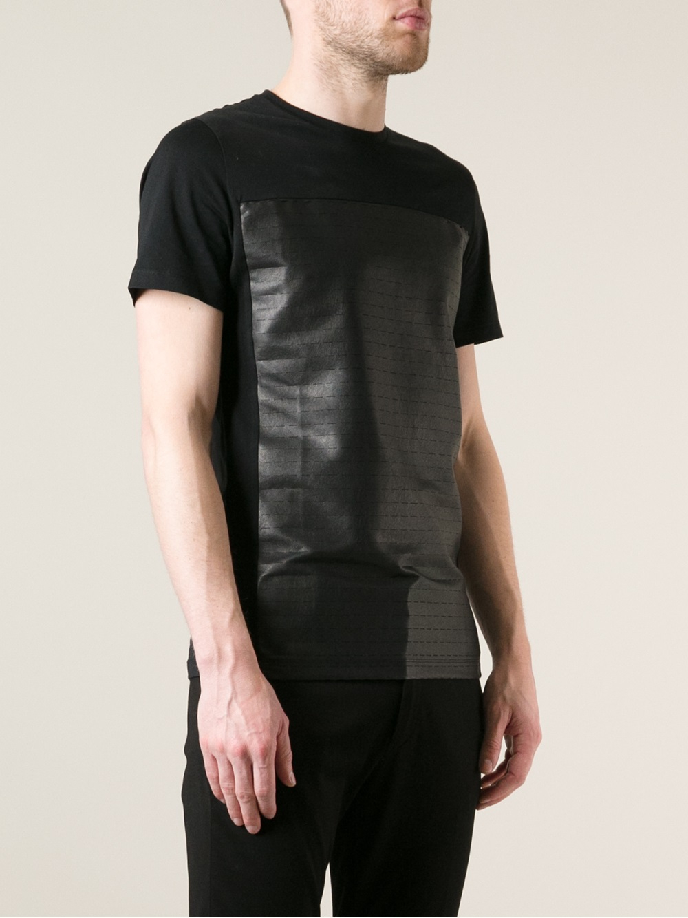 Neil barrett Contrast Panel Tshirt in Black for Men | Lyst