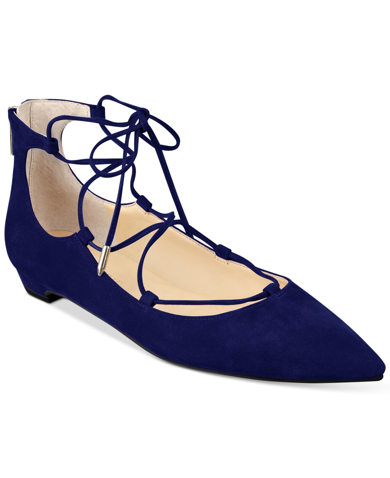 blue lace up flats