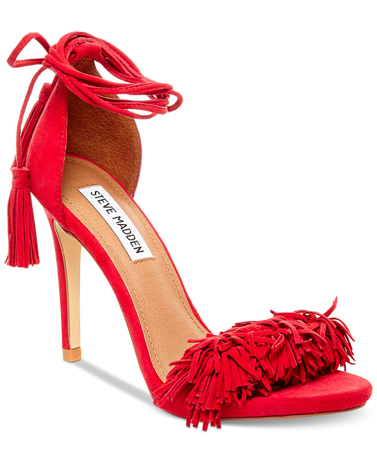 Lyst - Steve Madden Sassey Two-piece Fringe Sandals in Red
