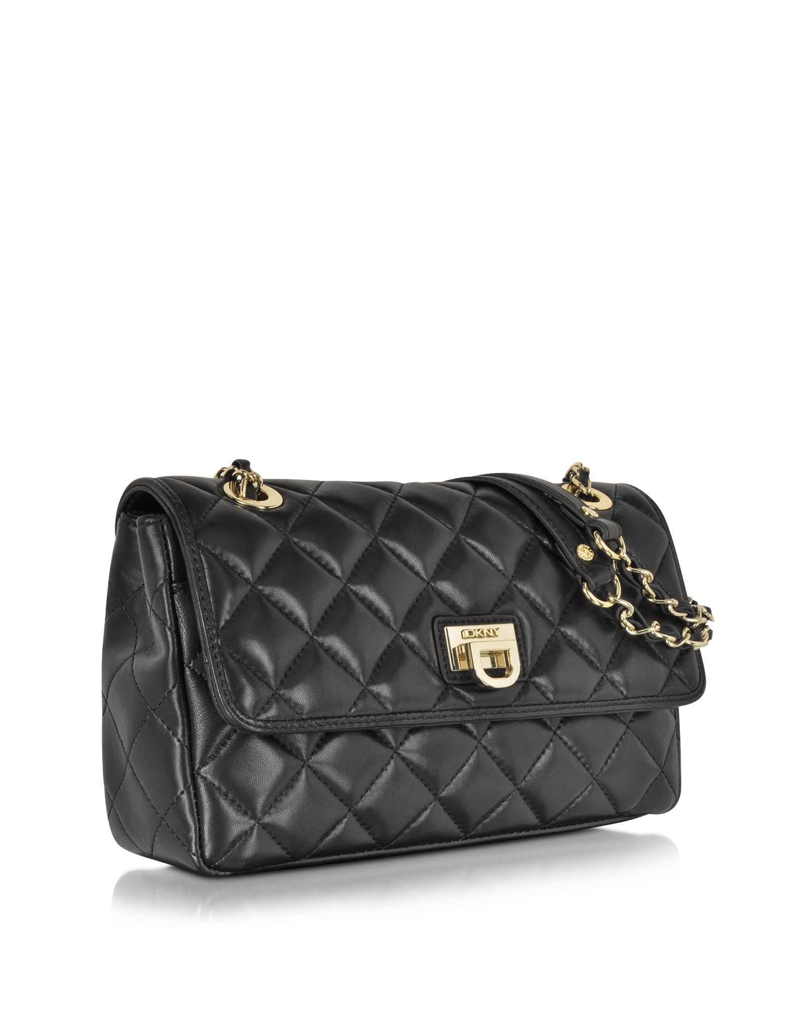 DKNY Black Quilted Leather Shoulder Bag - Lyst
