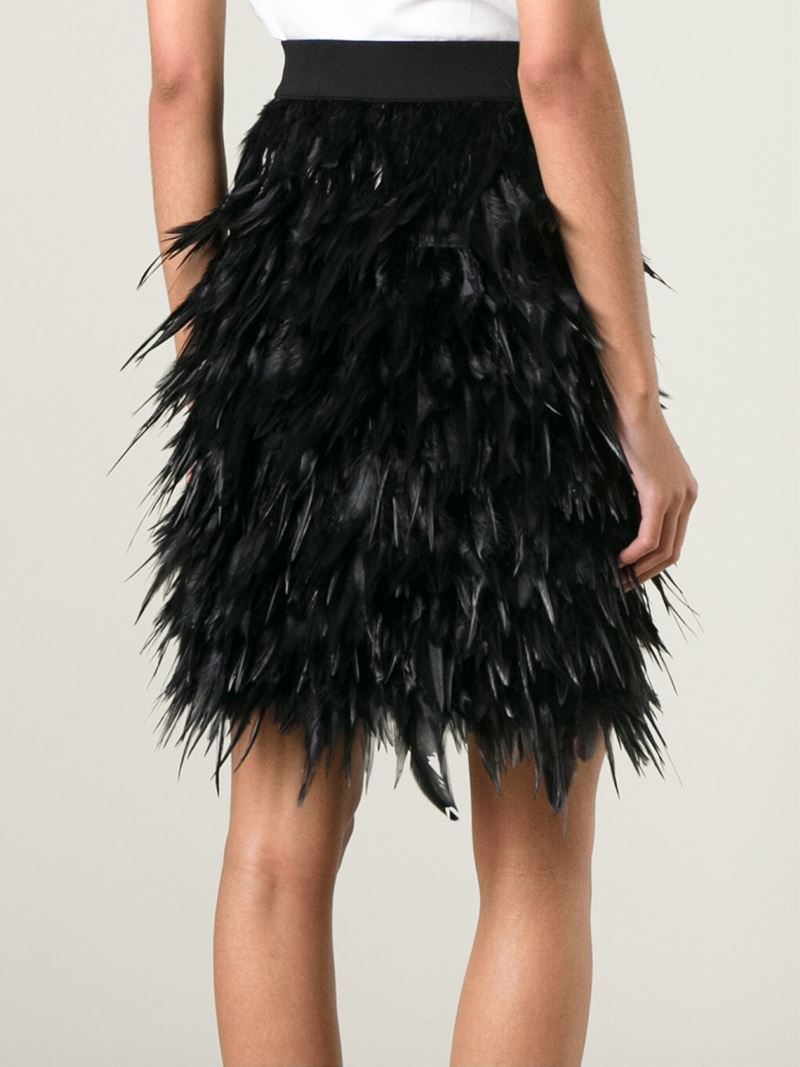 DKNY Feather Skirt in Black | Lyst