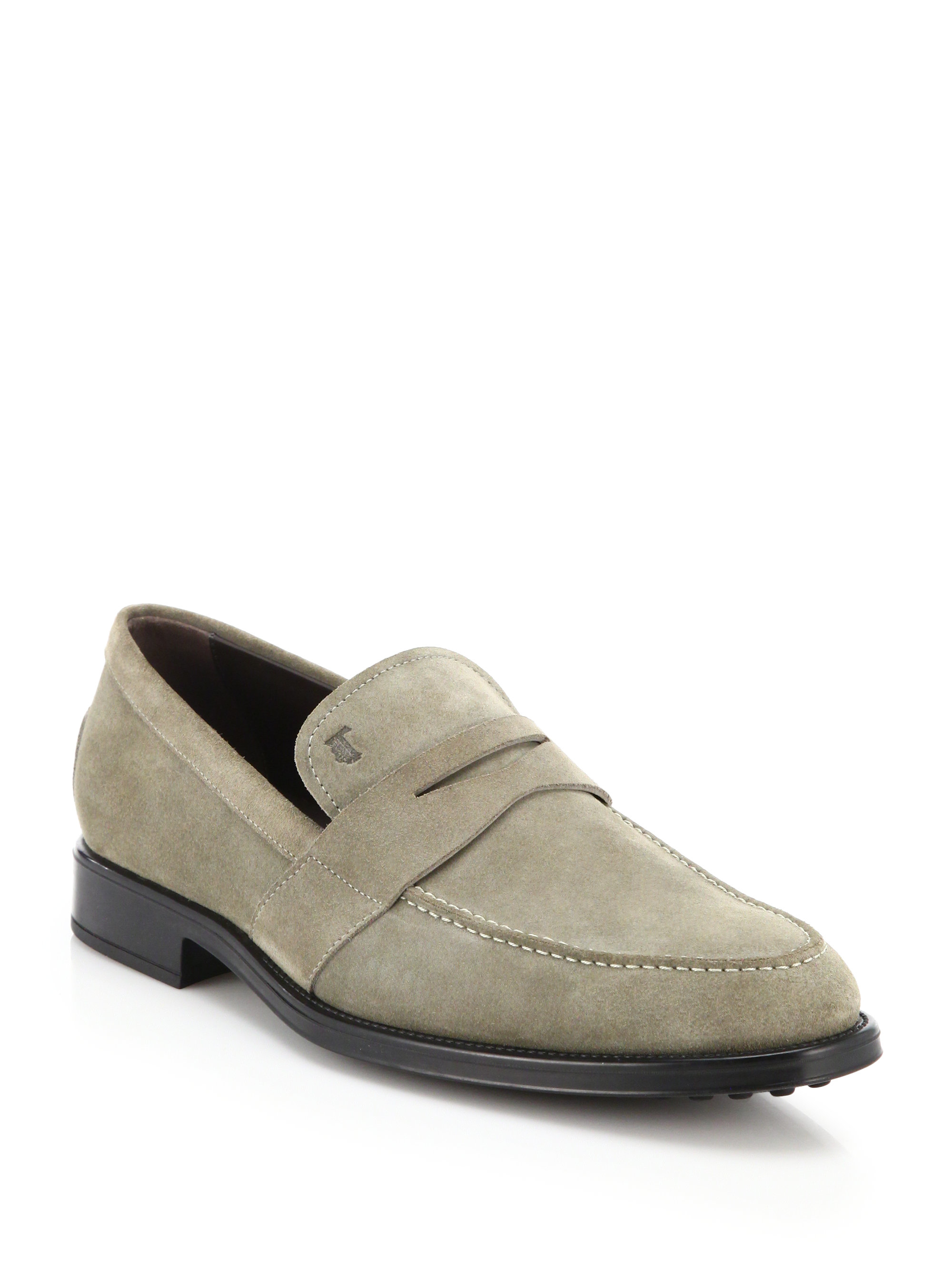 Tod's Suede Penny Loafers in Dark Beige (Natural) for Men - Lyst