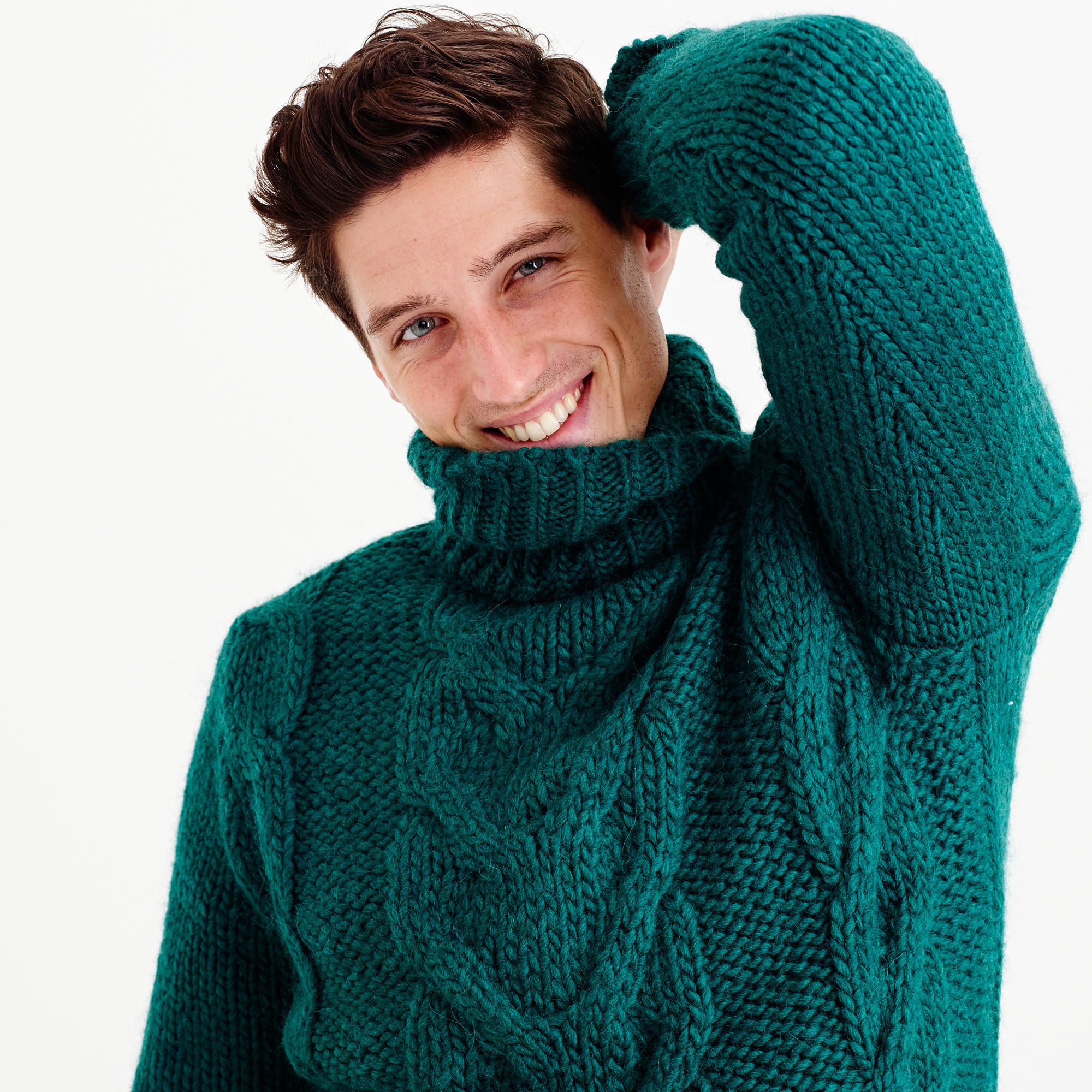 J.Crew Italian Wool Cable Turtleneck Sweater in Green for Men - Lyst