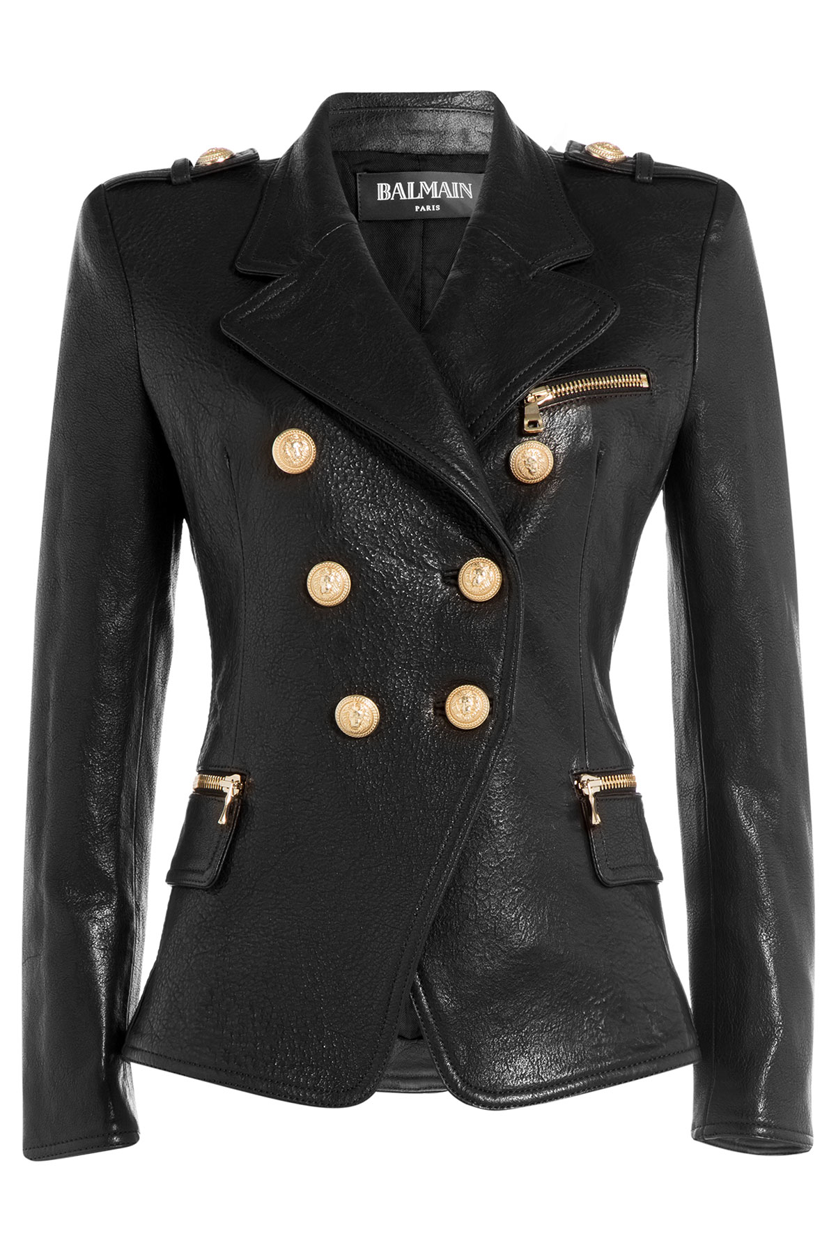 Lyst - Balmain Leather Blazer With Statement Buttons - Black in Black