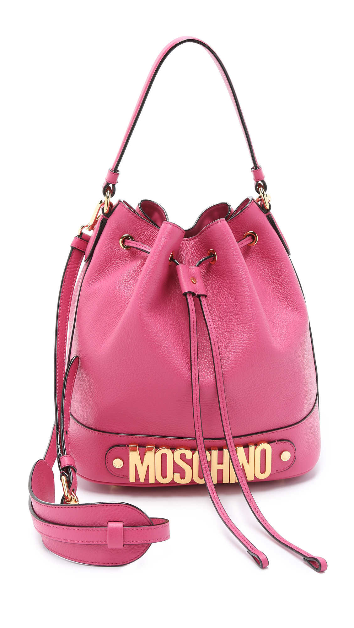 Moschino Leather Bucket Bag - Pink | Lyst