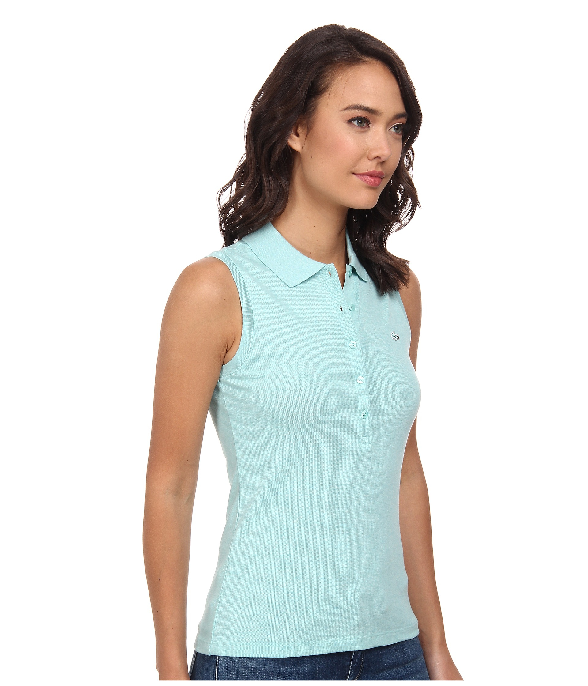 Lacoste Sleeveless Slim Fit Stretch Pique Polo Shirt in Blue (Corsica ...