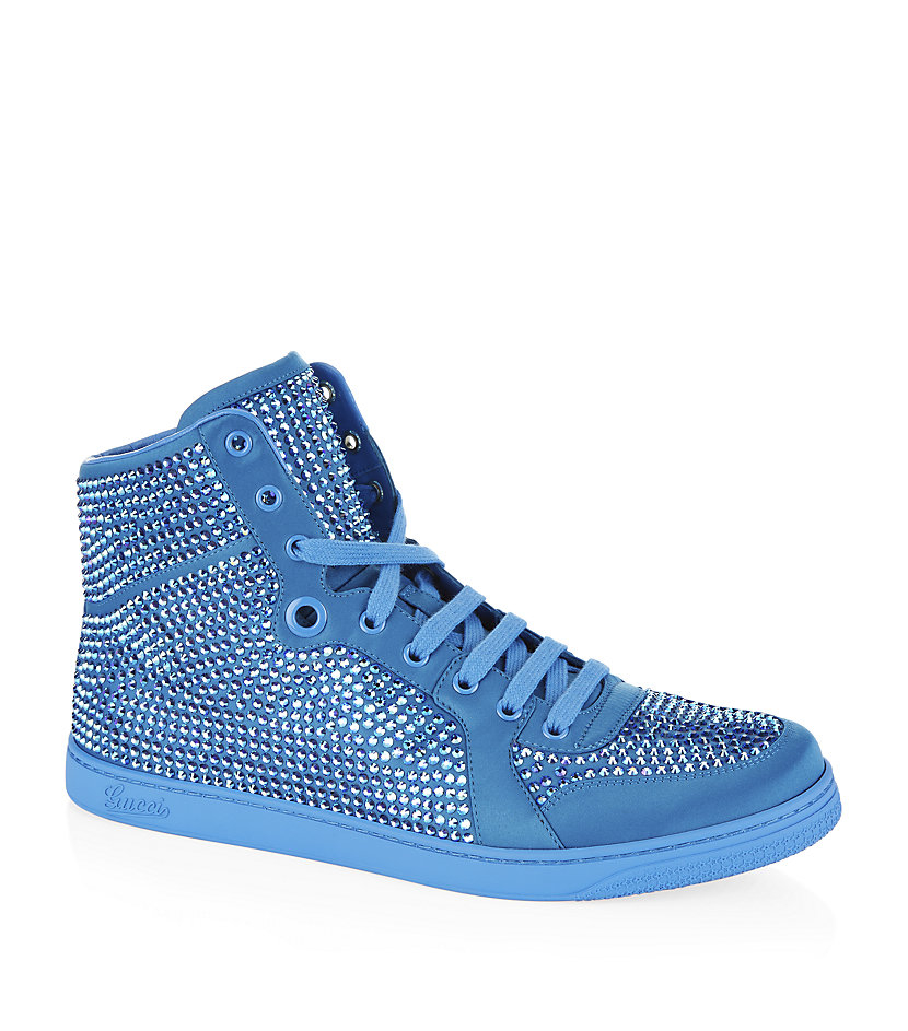 schuur negatief Normalisatie Gucci Coda Bling Leather High Top Sneaker in Blue | Lyst Canada