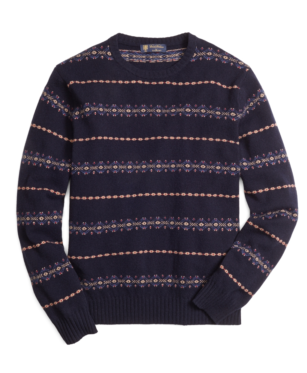 Brooks brothers Fair Isle Crewneck Sweater in Blue for Men (Navy) | Lyst