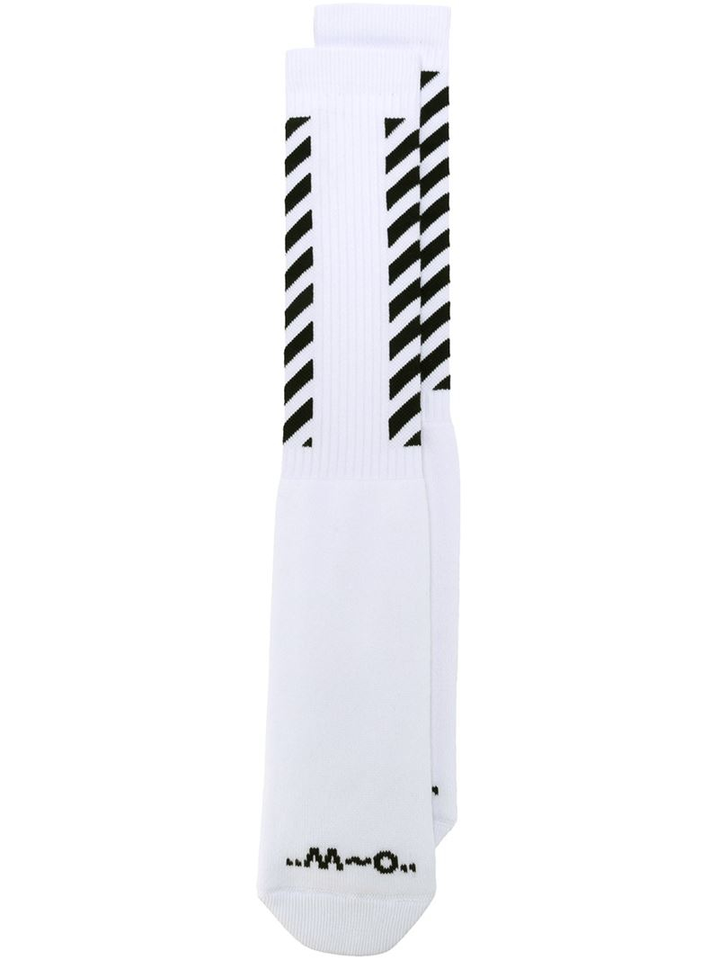 off white striped socks