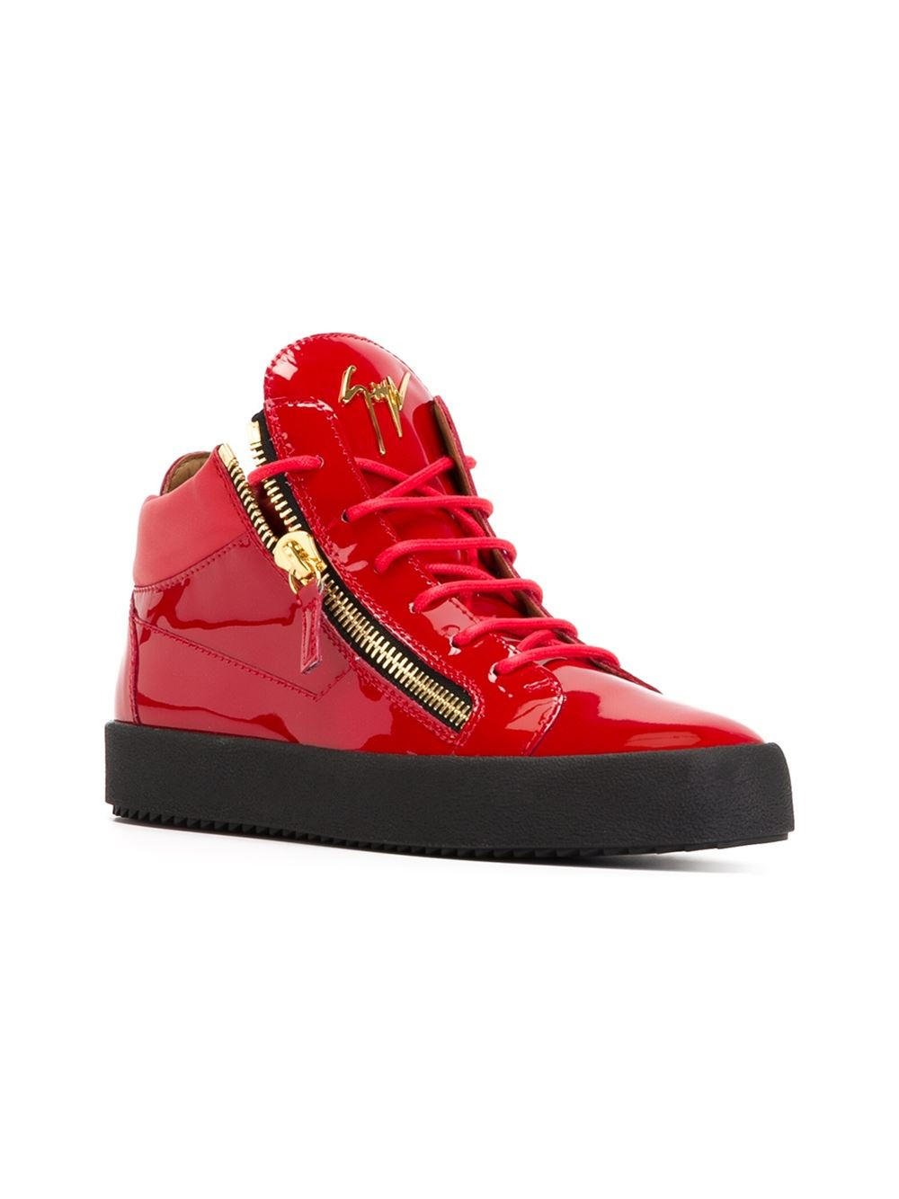 Giuseppe Zanotti Leather Hi-top Sneakers in Red for - Lyst