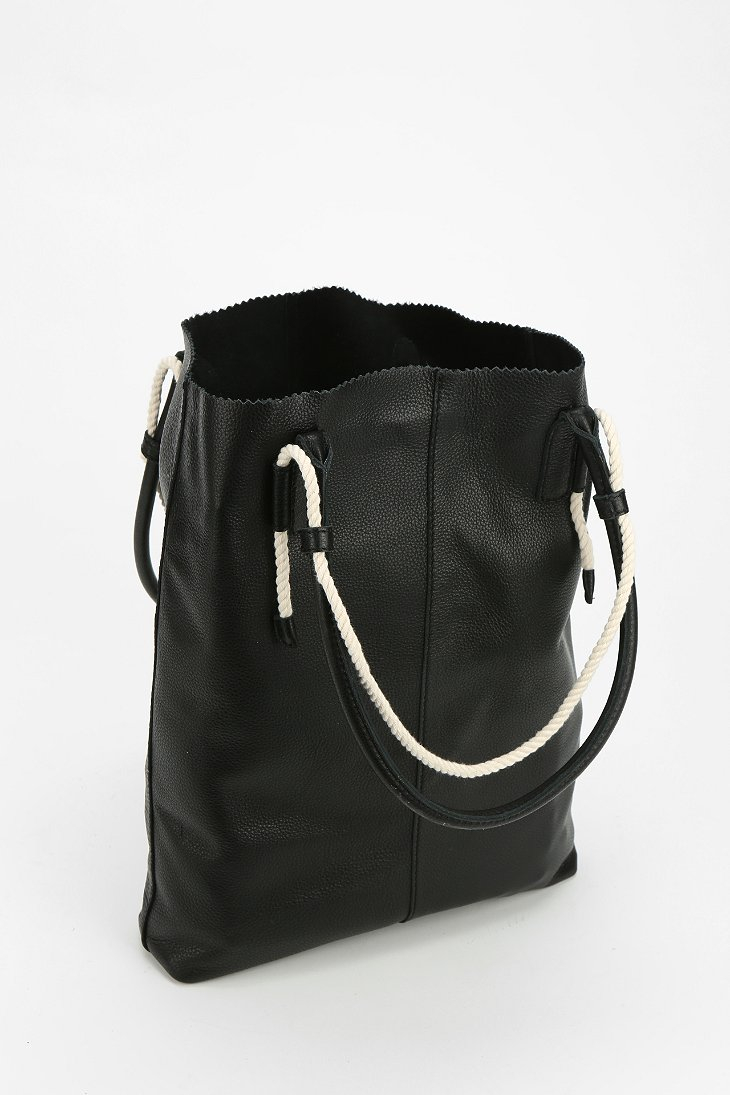 Lyst Urban Outfitters Leather Rope Tote Bag in Black