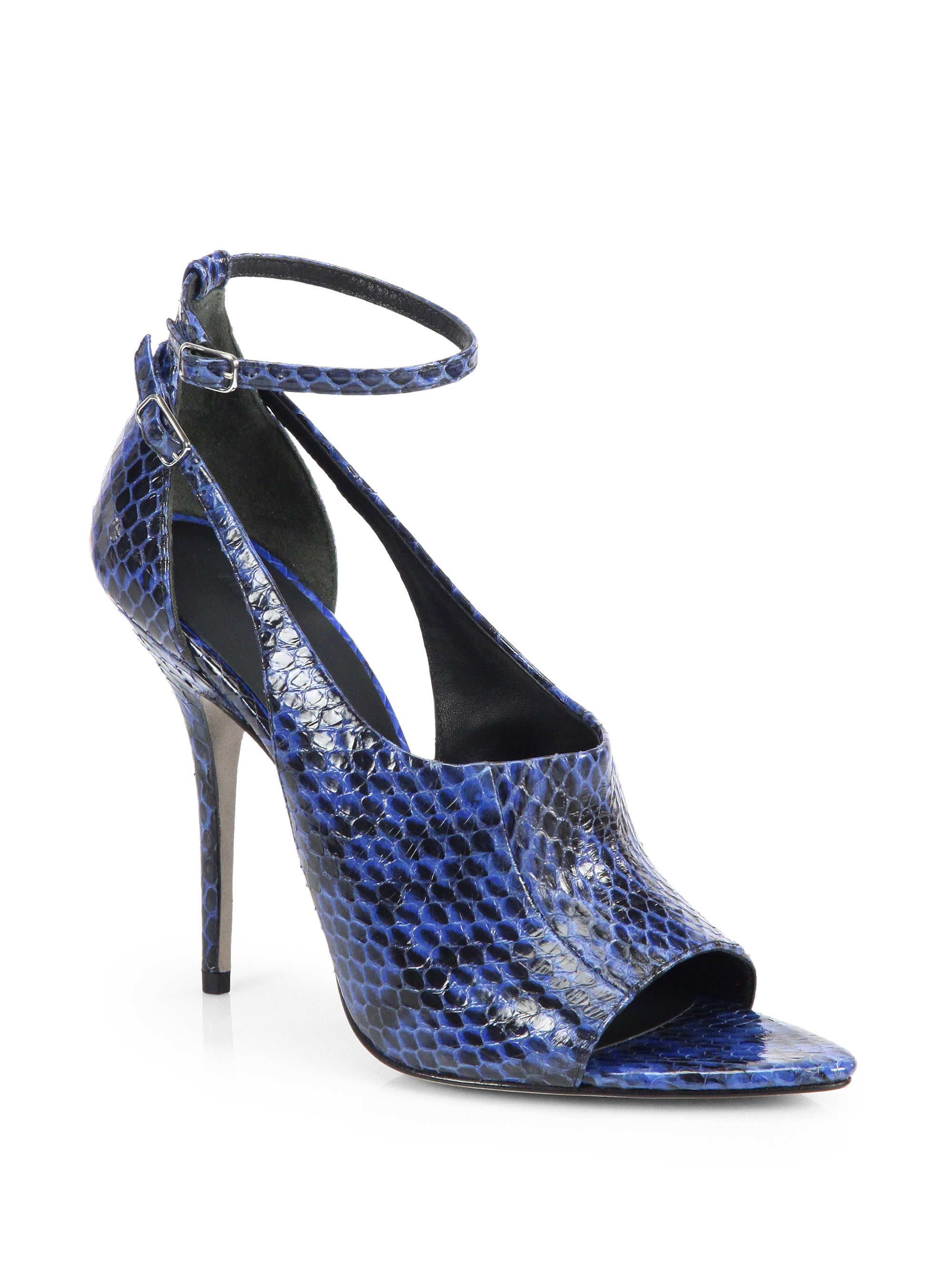 blue snakeskin sandals