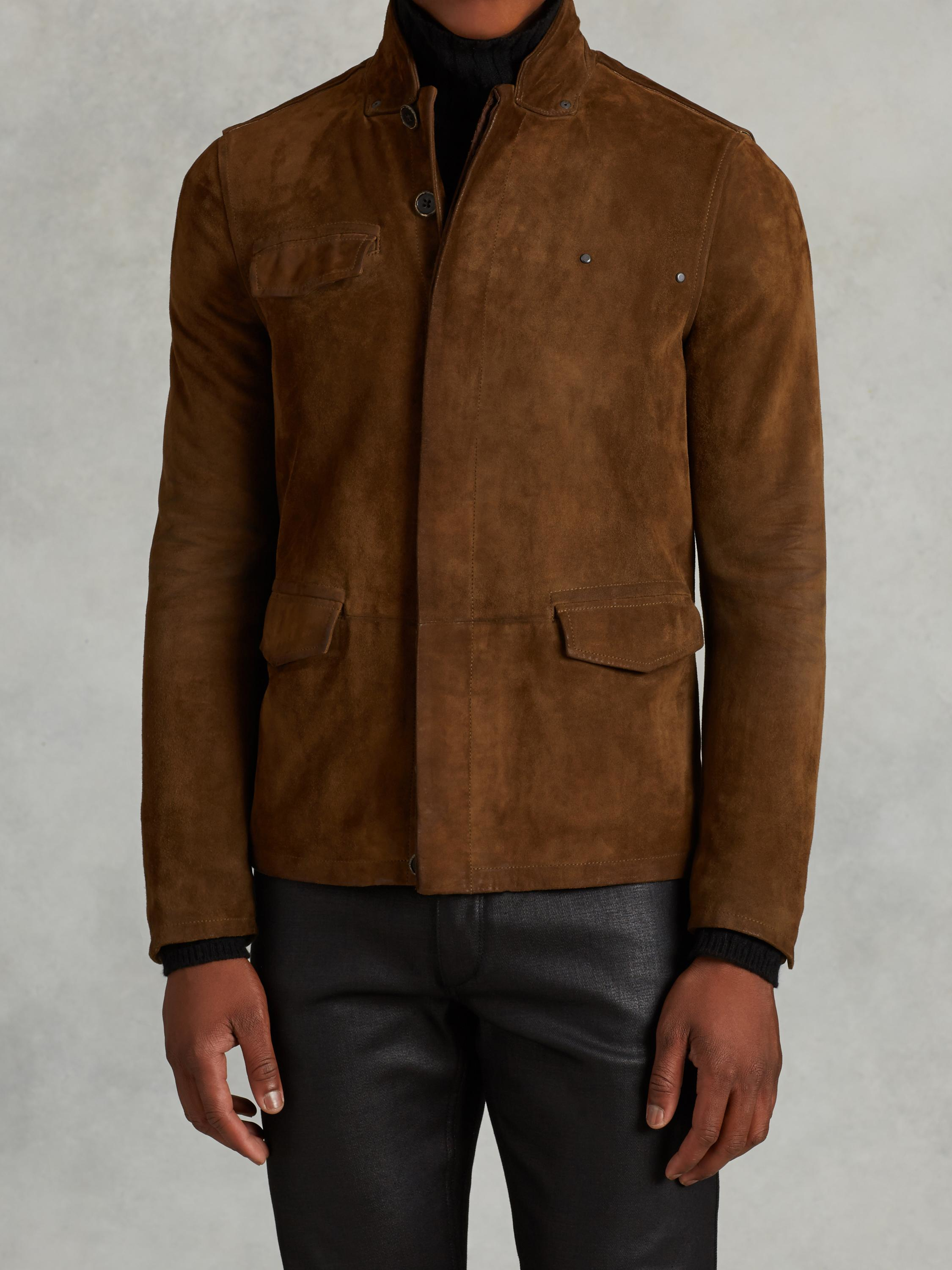 john-varvatos-suede-jacket-with-rivet-detail-in-brown-for-men-lyst